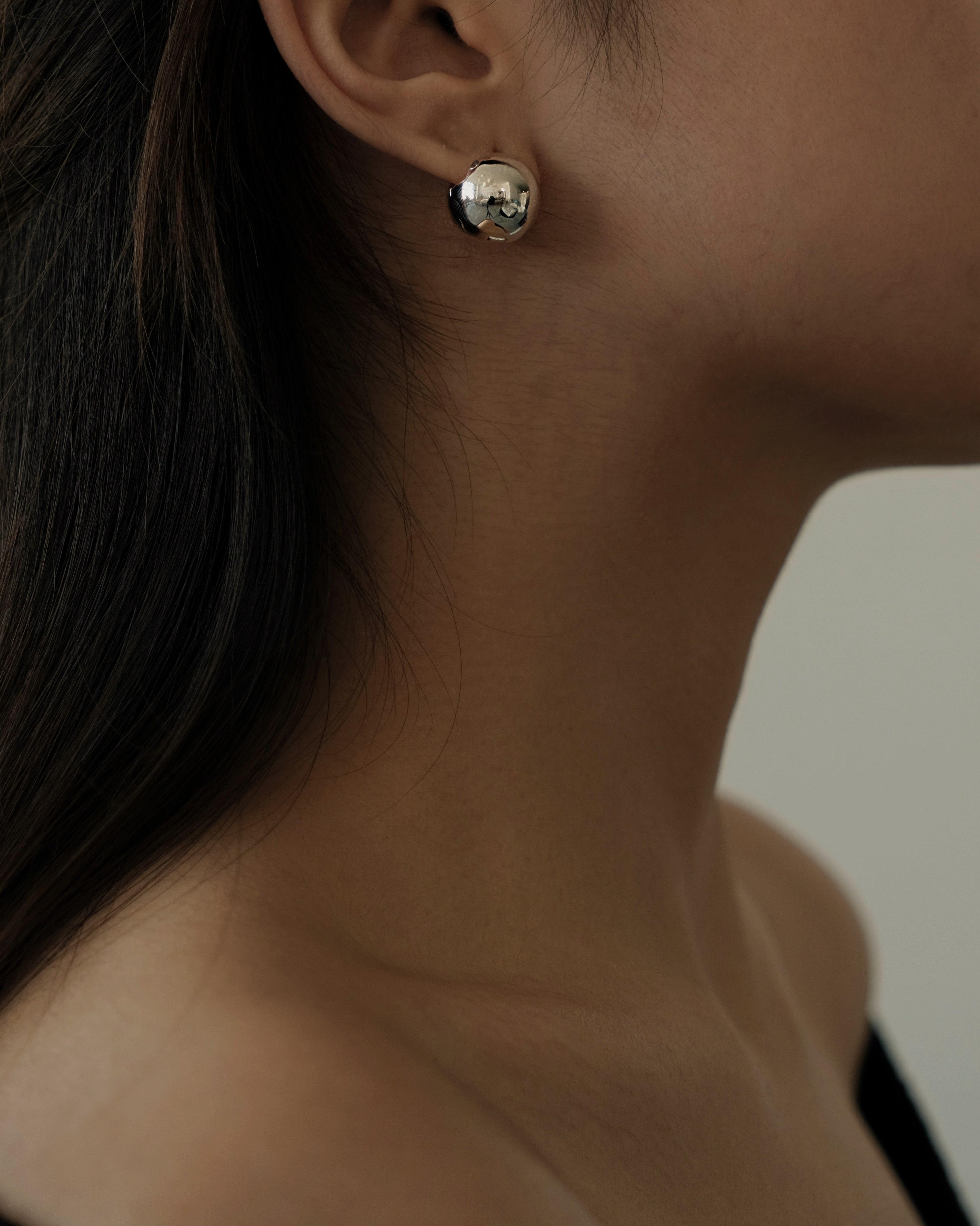Juno Dome Ball Huggie Hoop Earrings