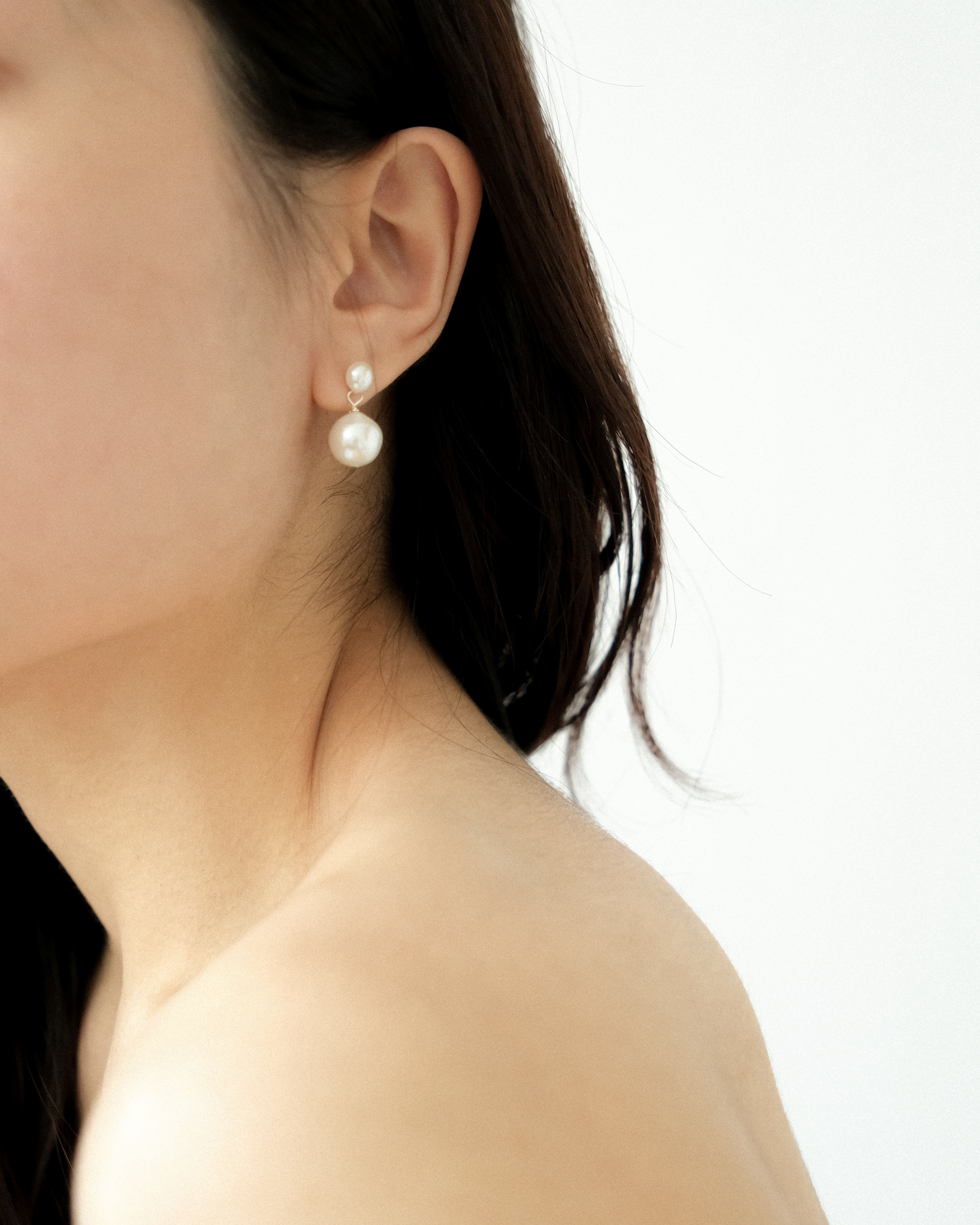 Maja Double Fresh Water Pearl Stud Earrings