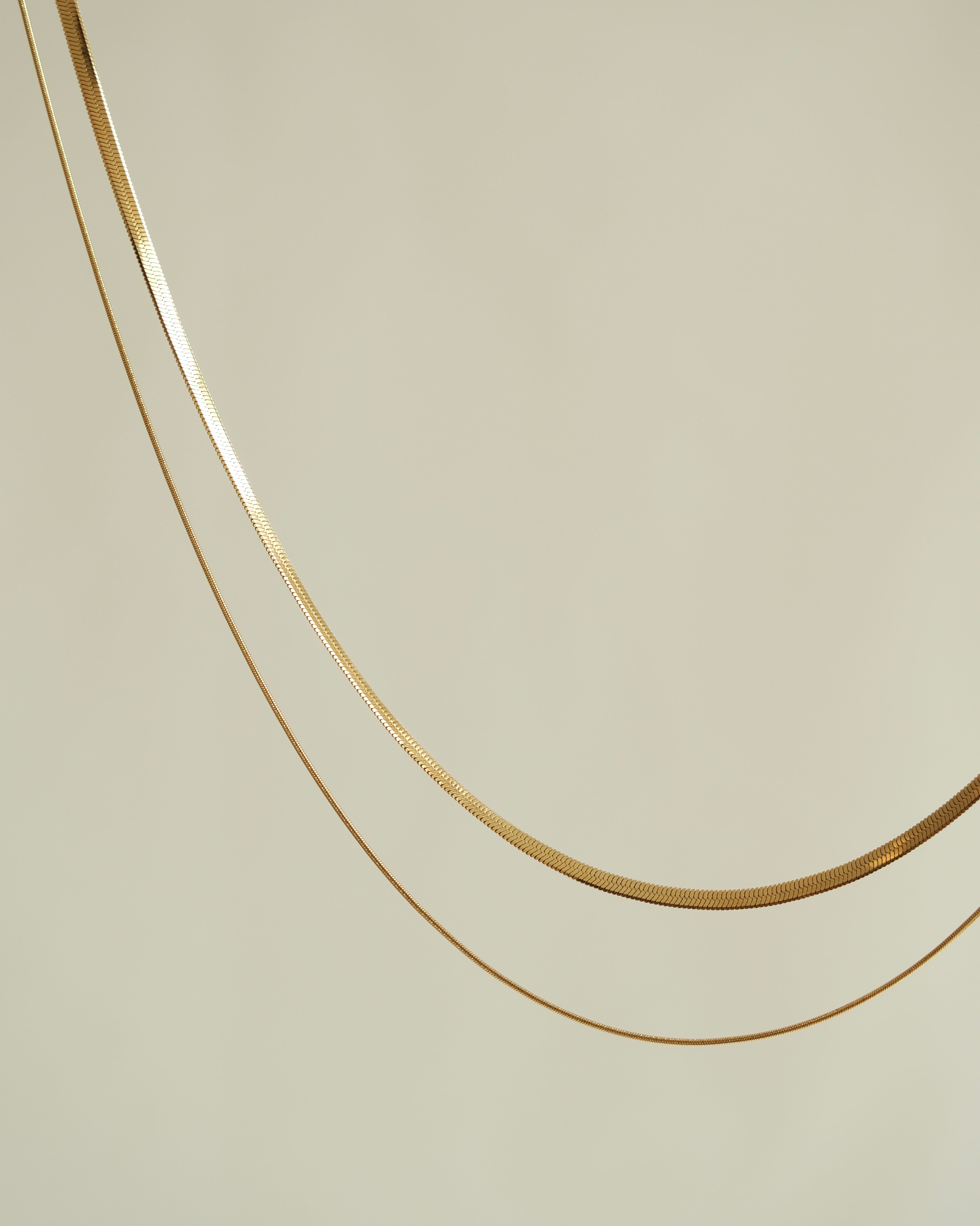 Oie Layered Herringbone Chain Necklace