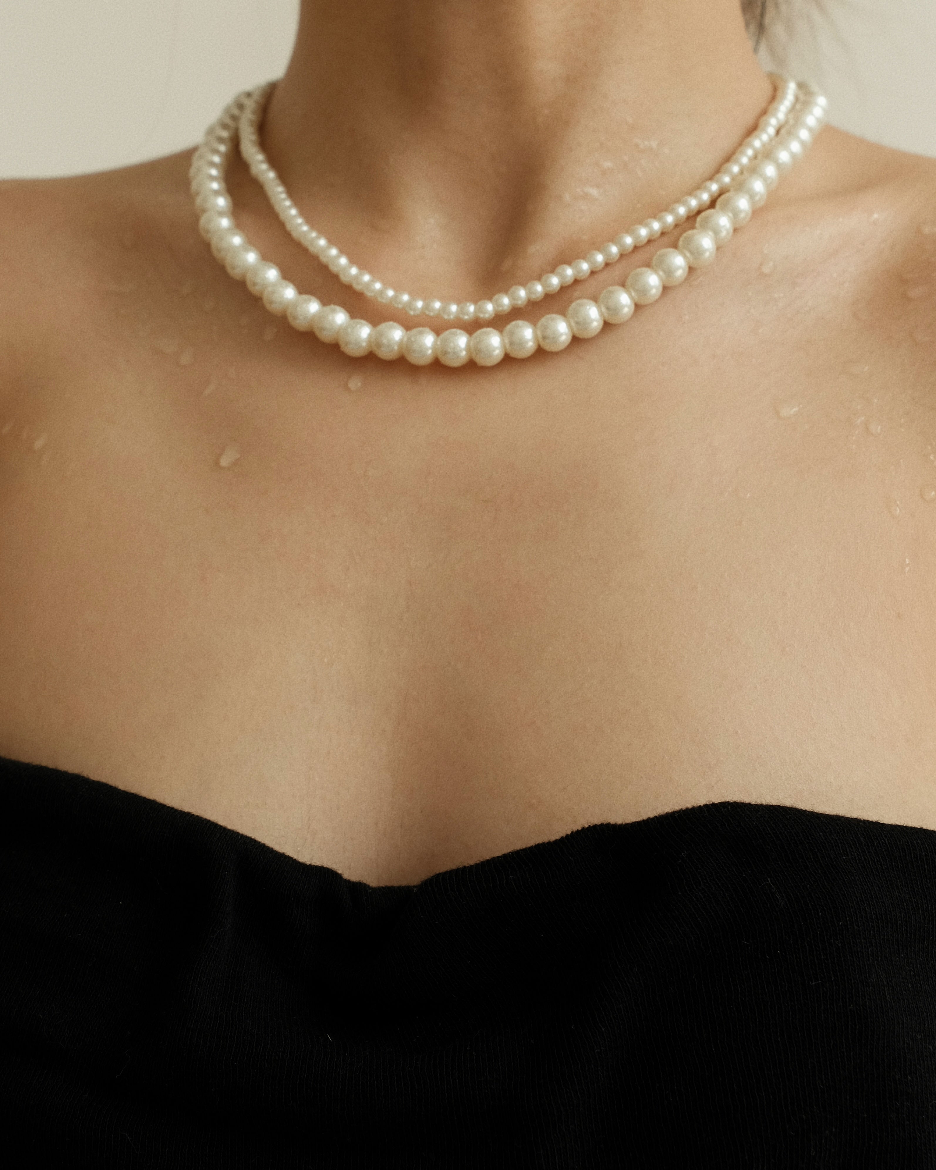 Jaume Layered Crystal Pearl Necklace