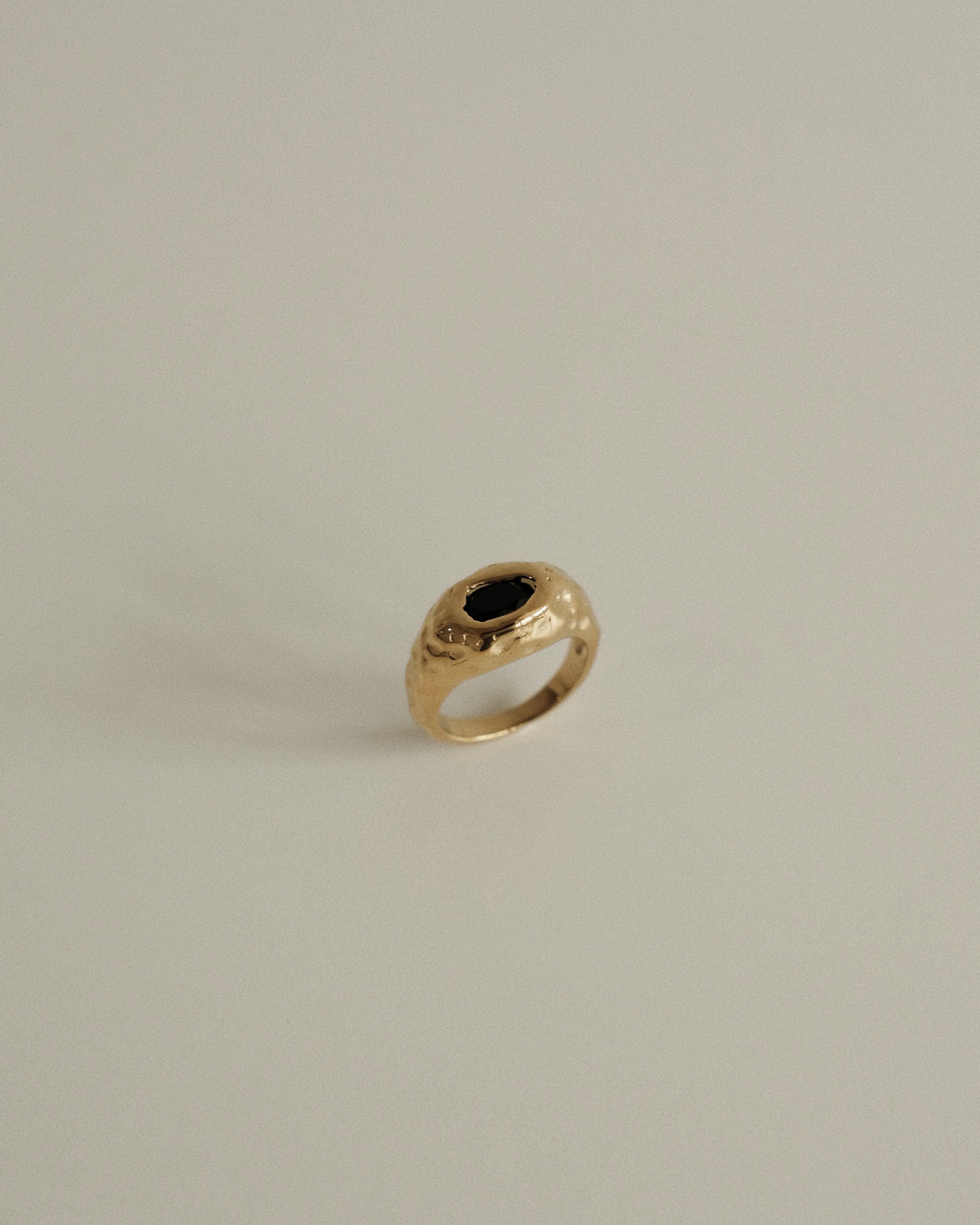 Jose Black Diamond Hammered Signet Ring