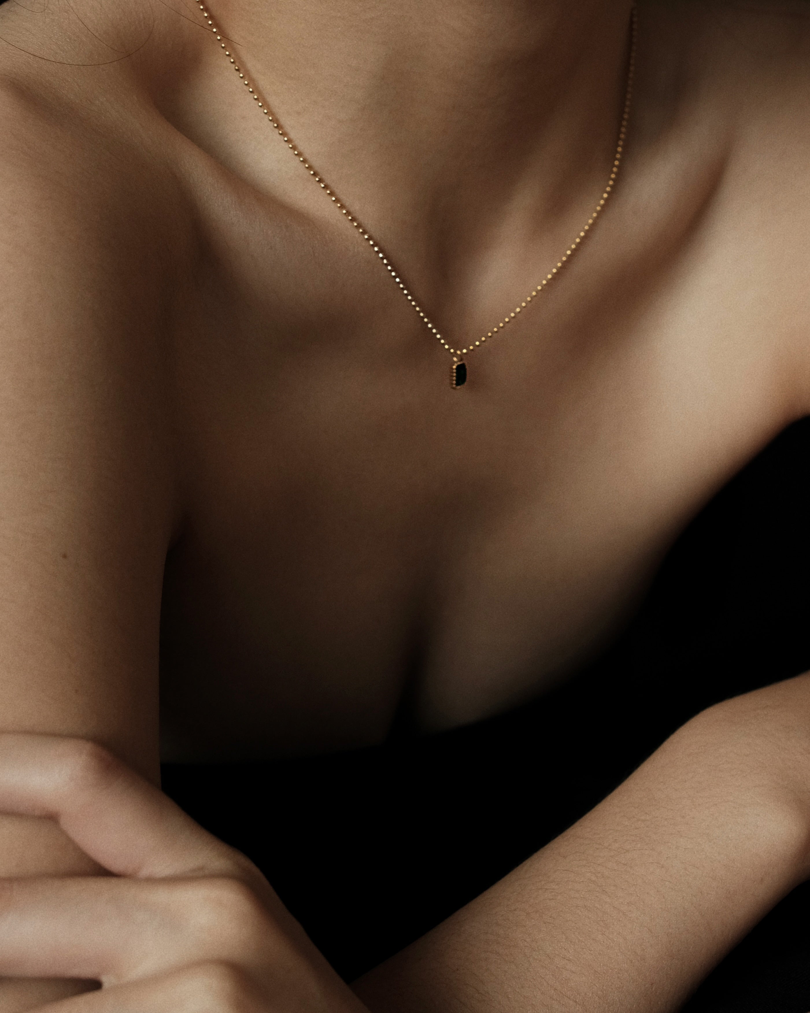 Aaia Emerald Pendant Beaded Chain Necklace