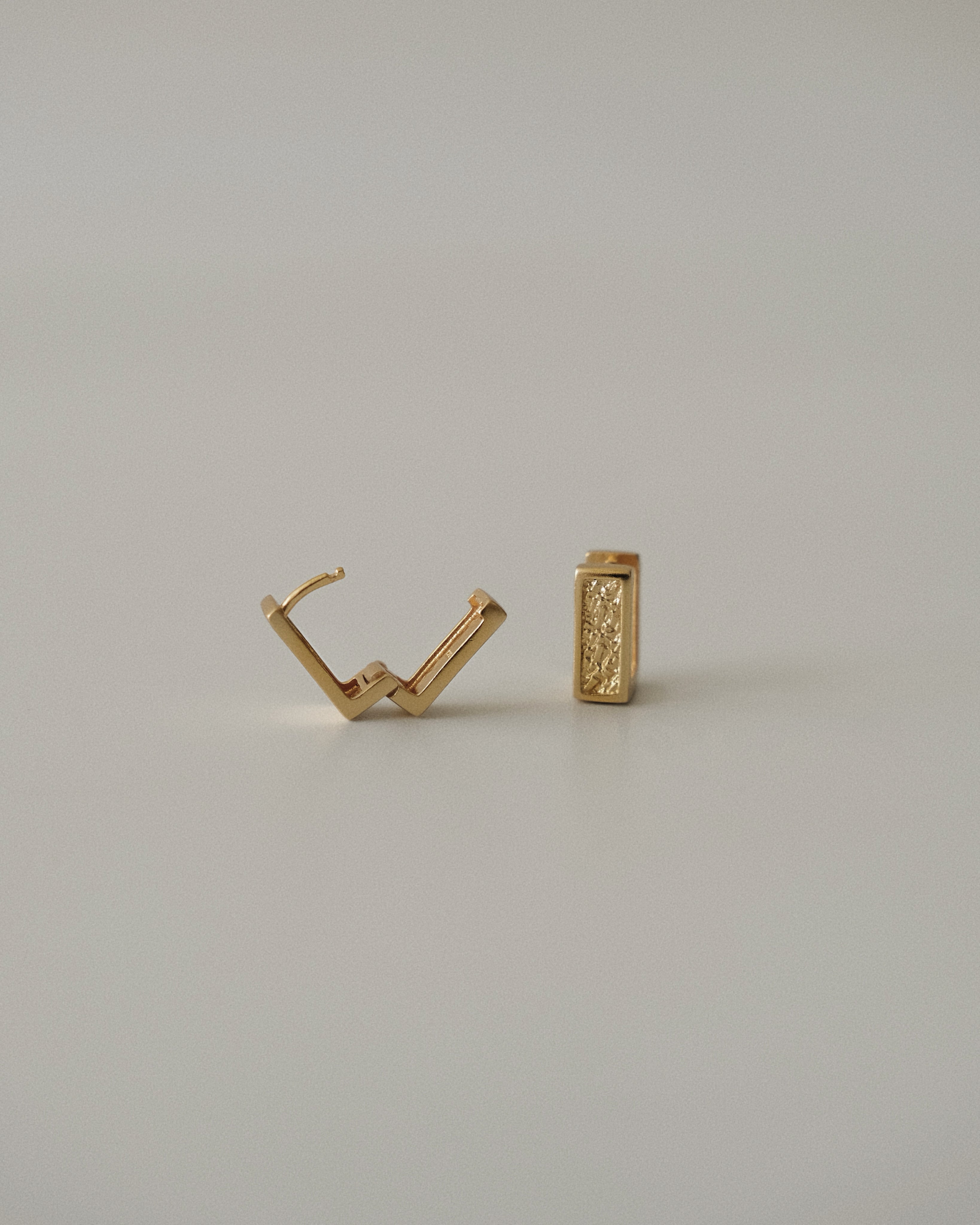 Rue Mini Rectangle Hammered Hoop Earrings
