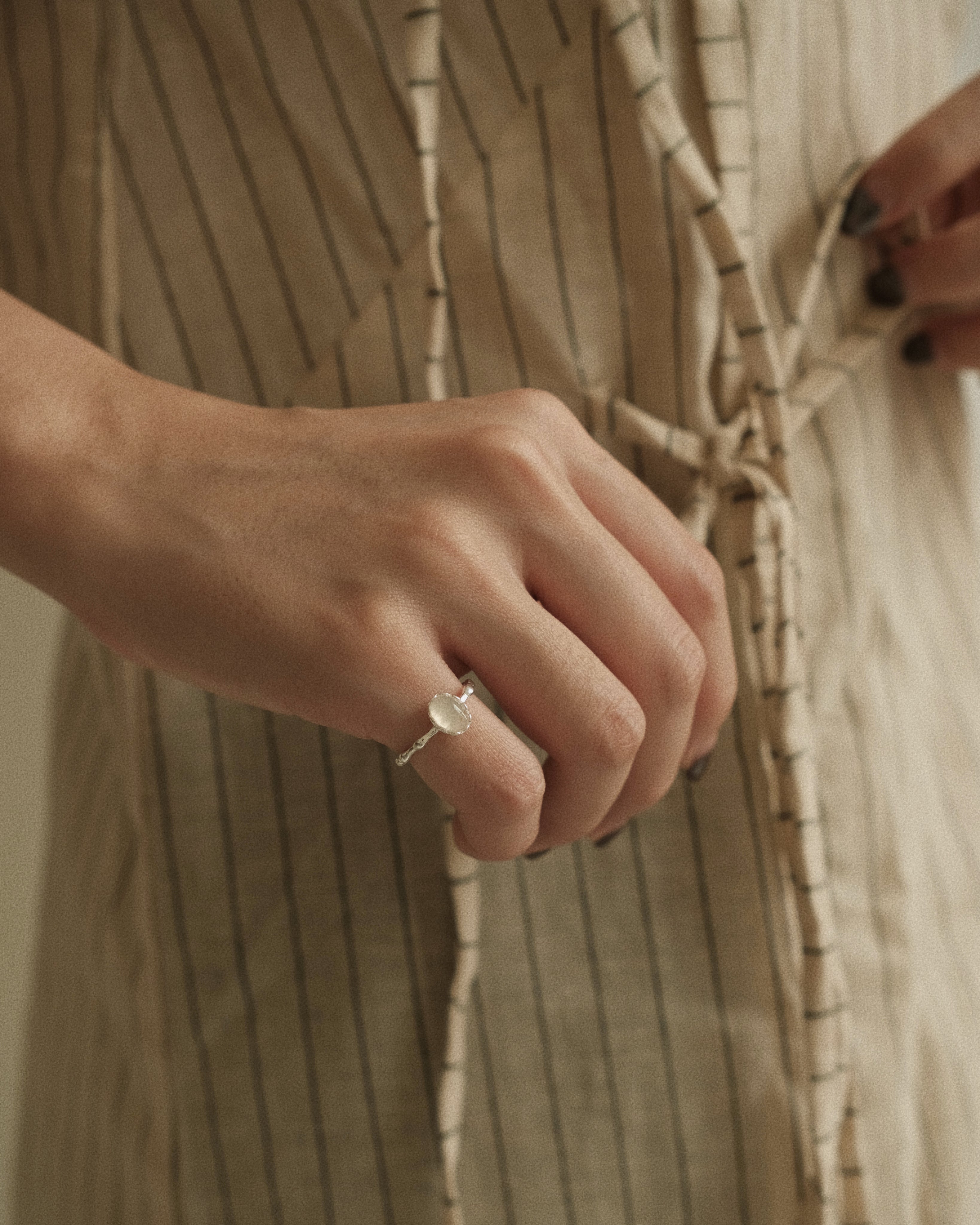 Cele White Chalcedony Ring