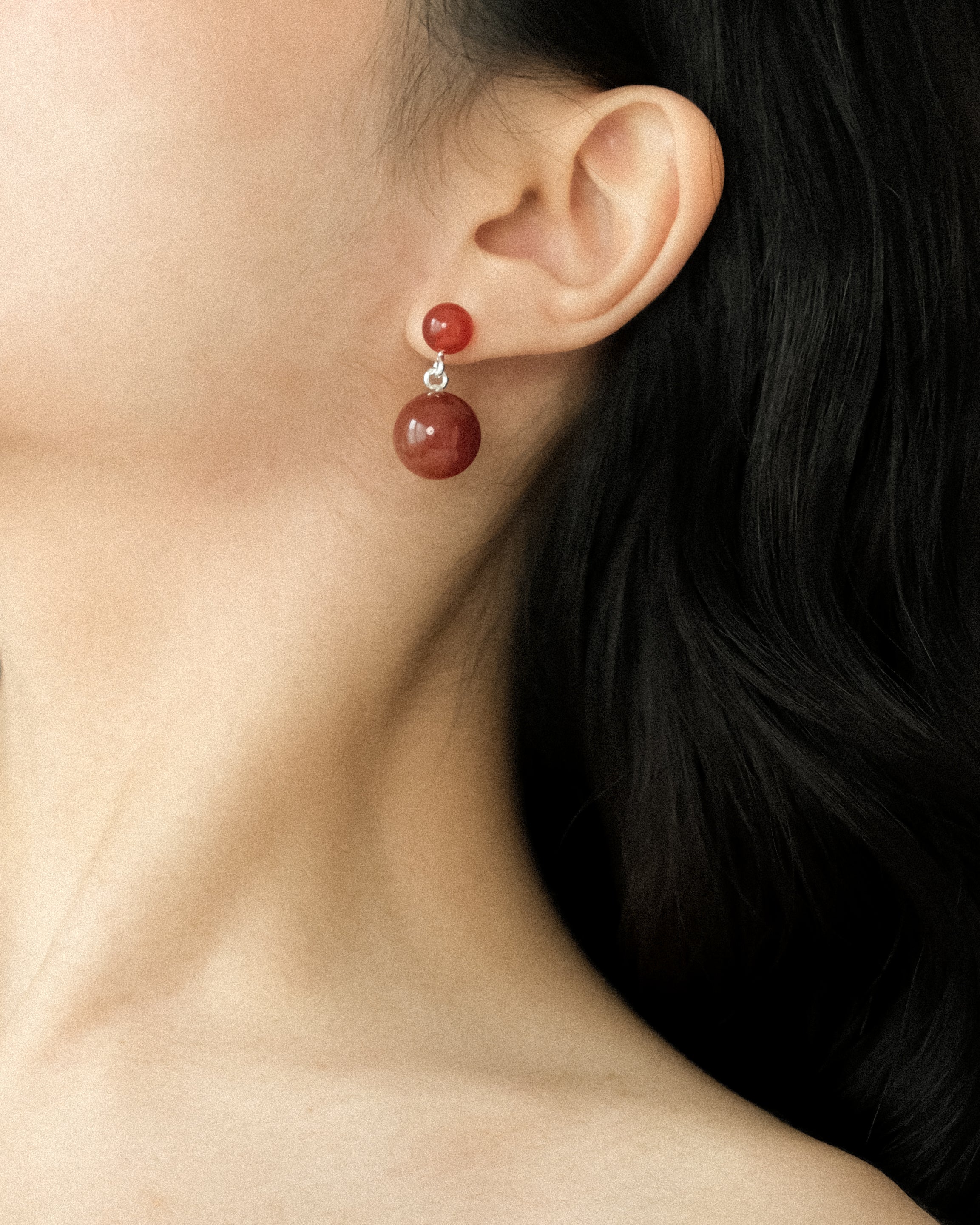 Angelika Double Carnelian Stud Earrings