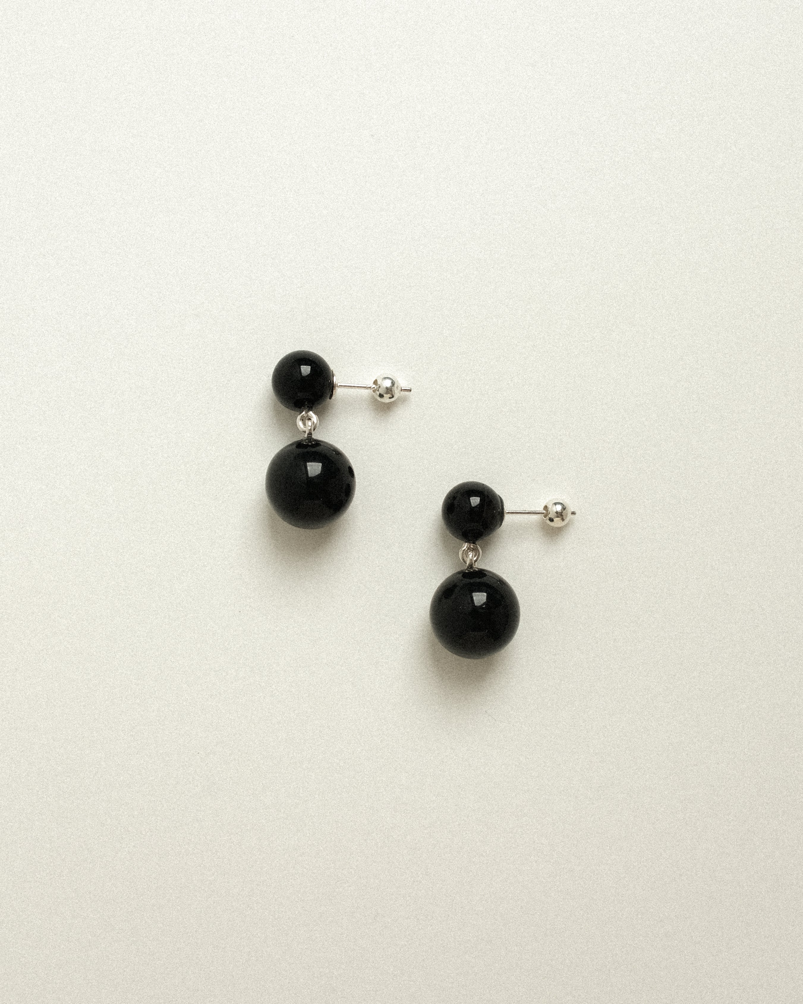Reha Double Onyx Bobble Dangle Stud Earrings