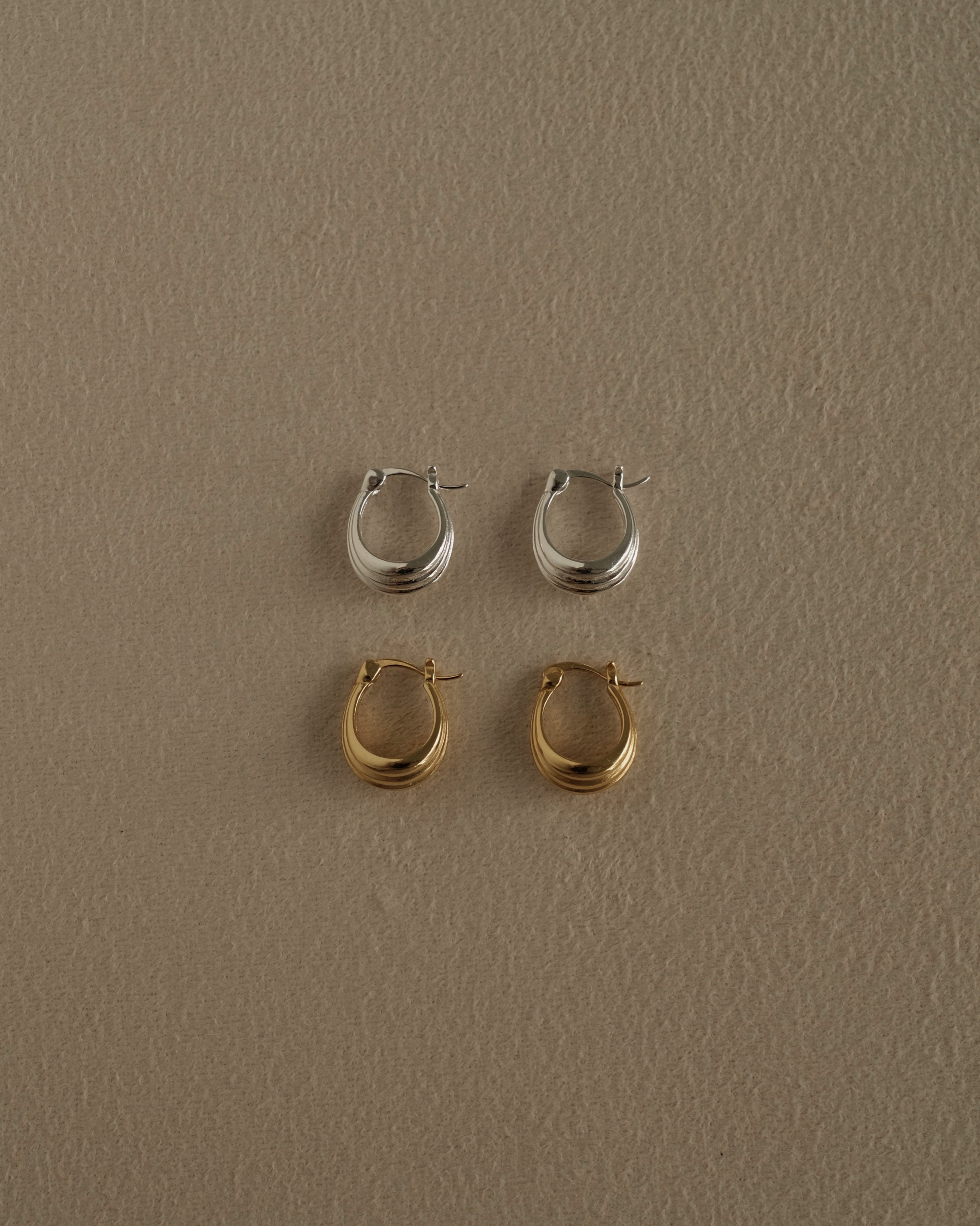 Sasha Ribbed Puffed Hoop Earrings