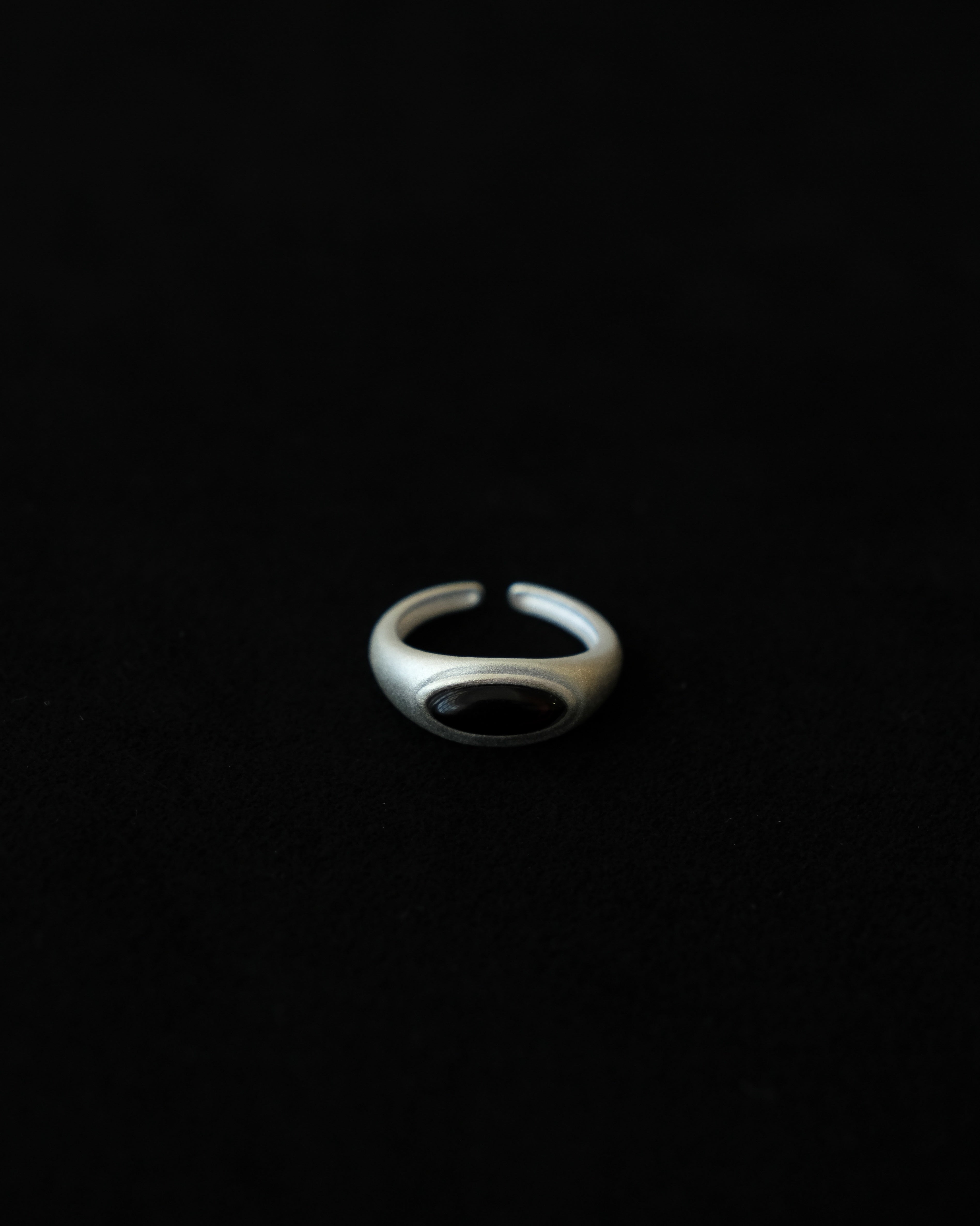 Garnet Black Agate Brushed Ring