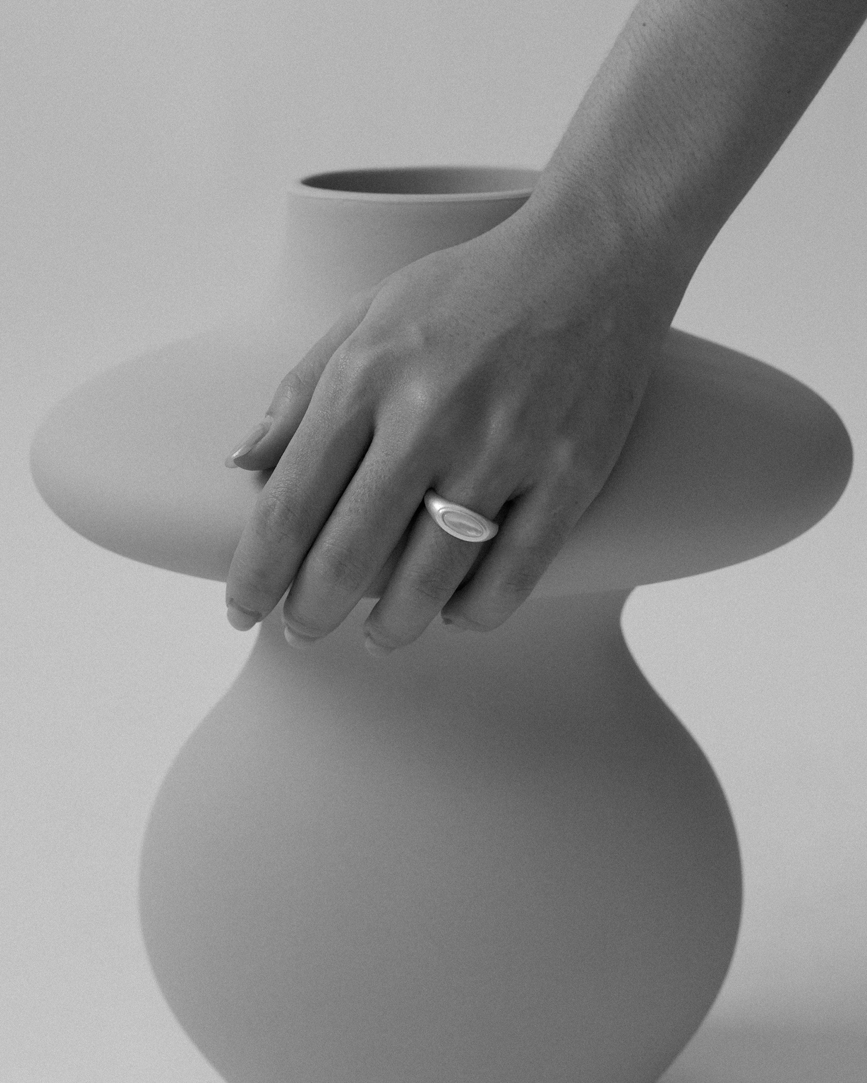 Barnet White Stone Brushed Ring