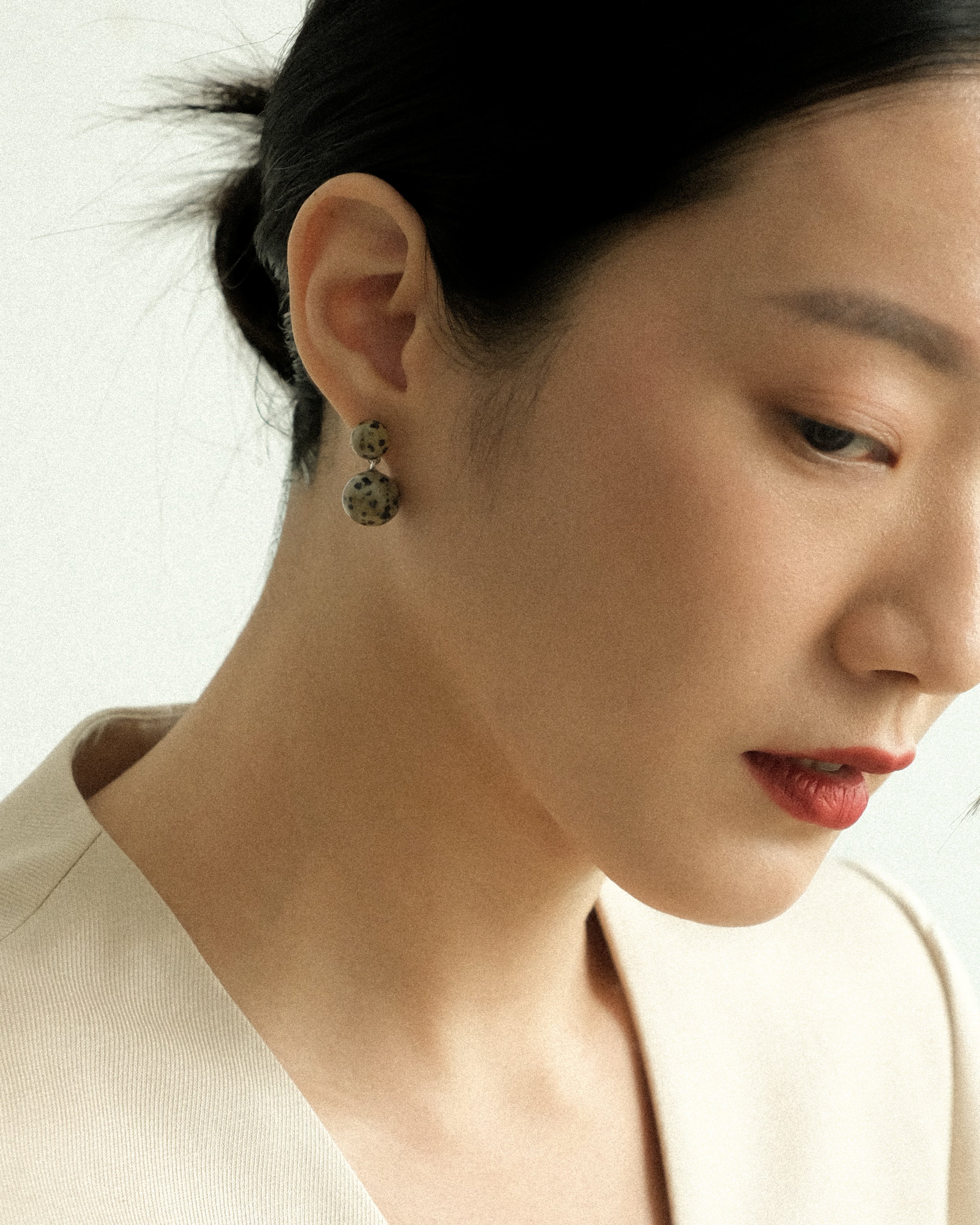 Tache Double Dalmatian Jasper Stud Earrings