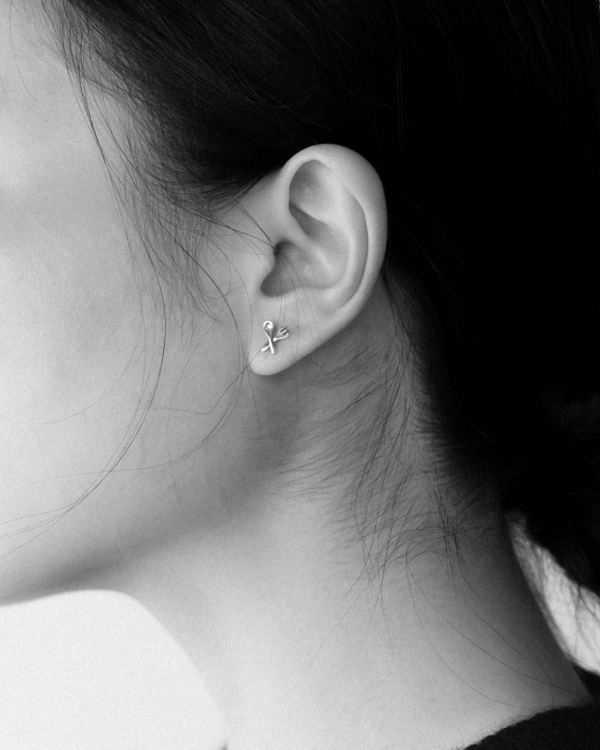 George Tiny Fork and Spoon Crossover Stud Earrings