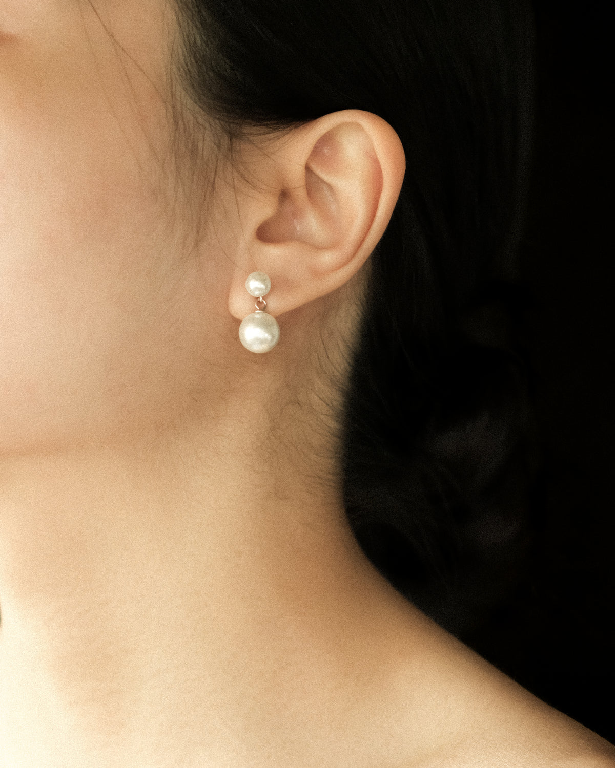 Maja Double Crystal Pearl Stud Earrings