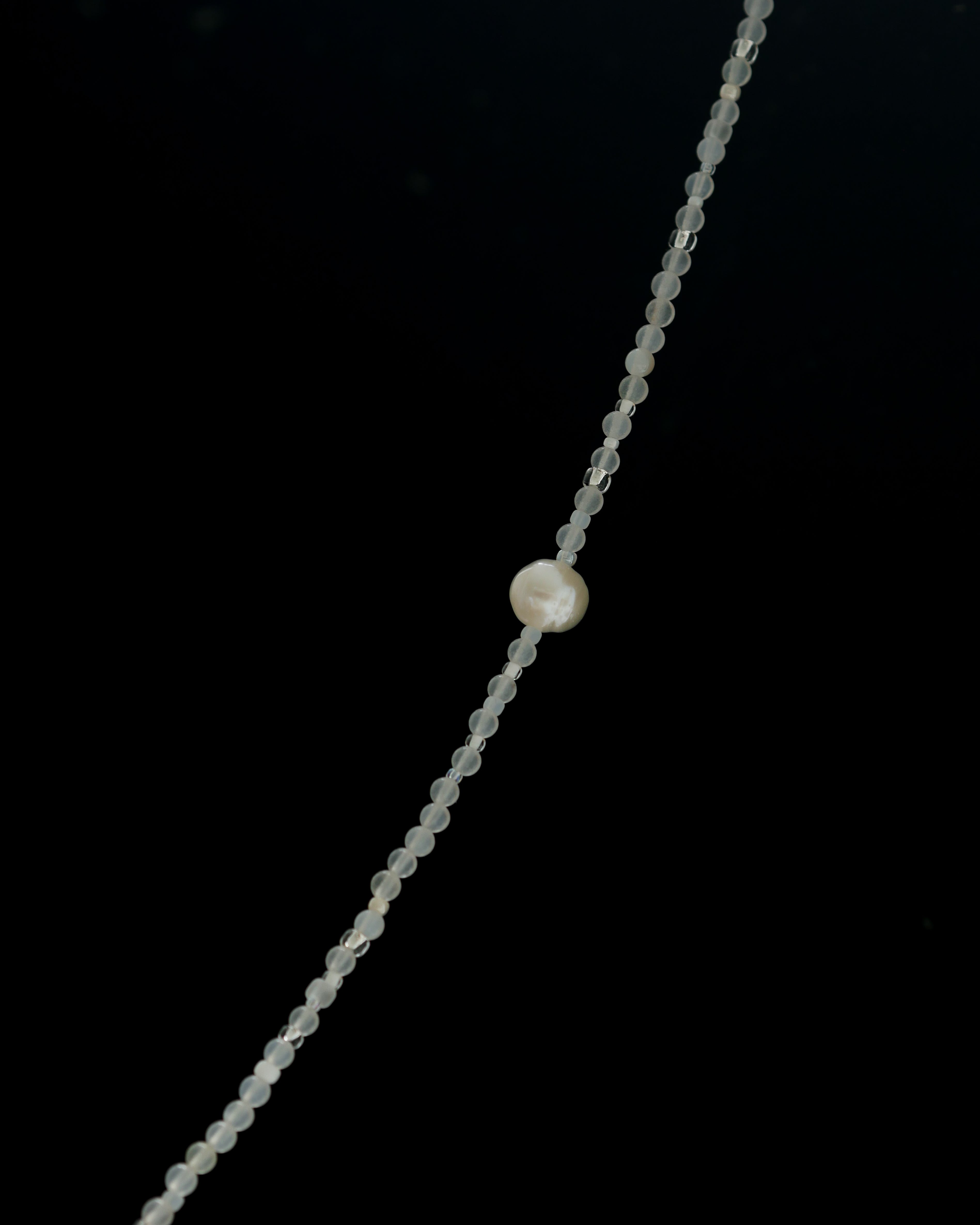 Masa White Agate Pearl Japanese Beaded Necklace