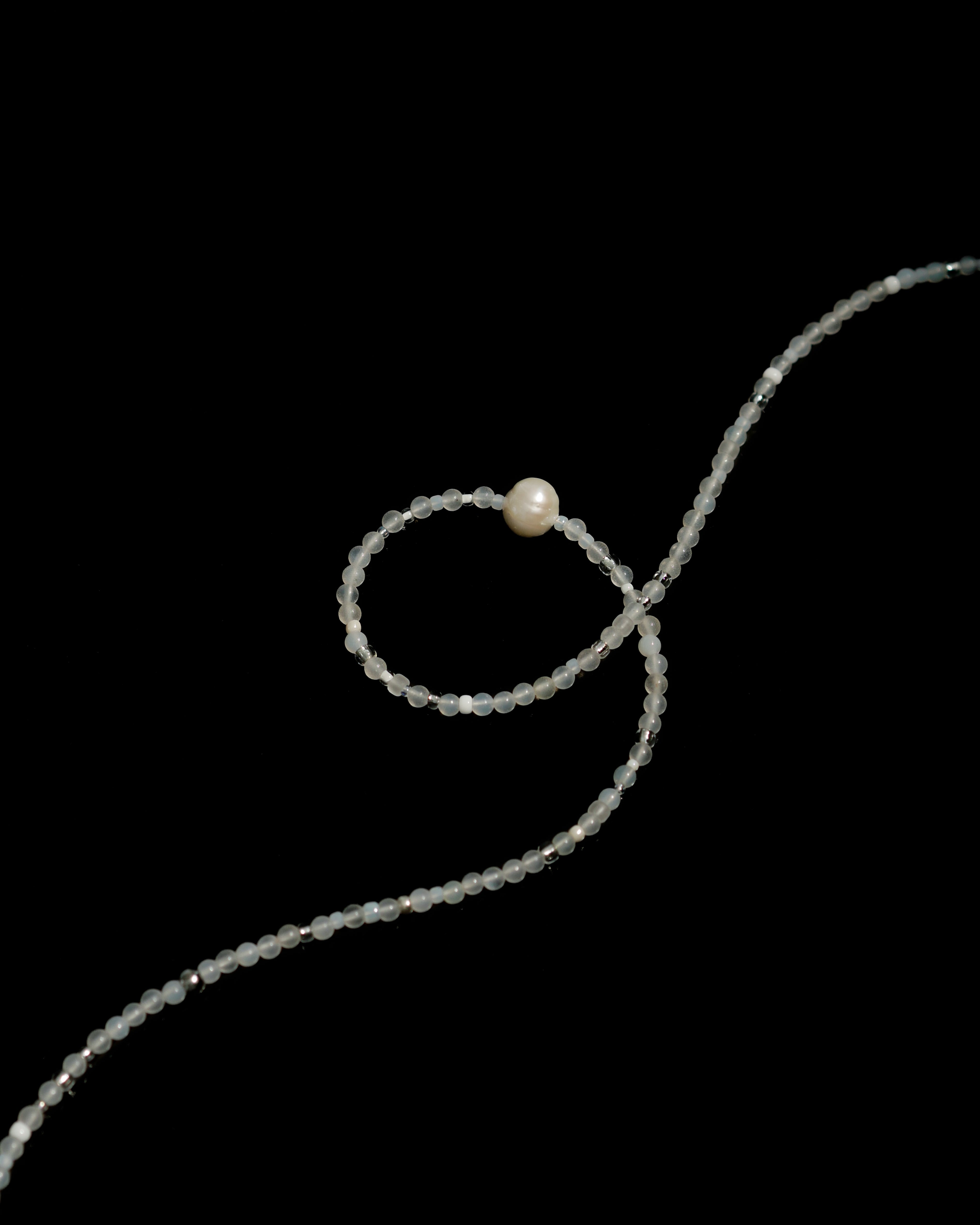 Masa White Agate Pearl Japanese Beaded Necklace