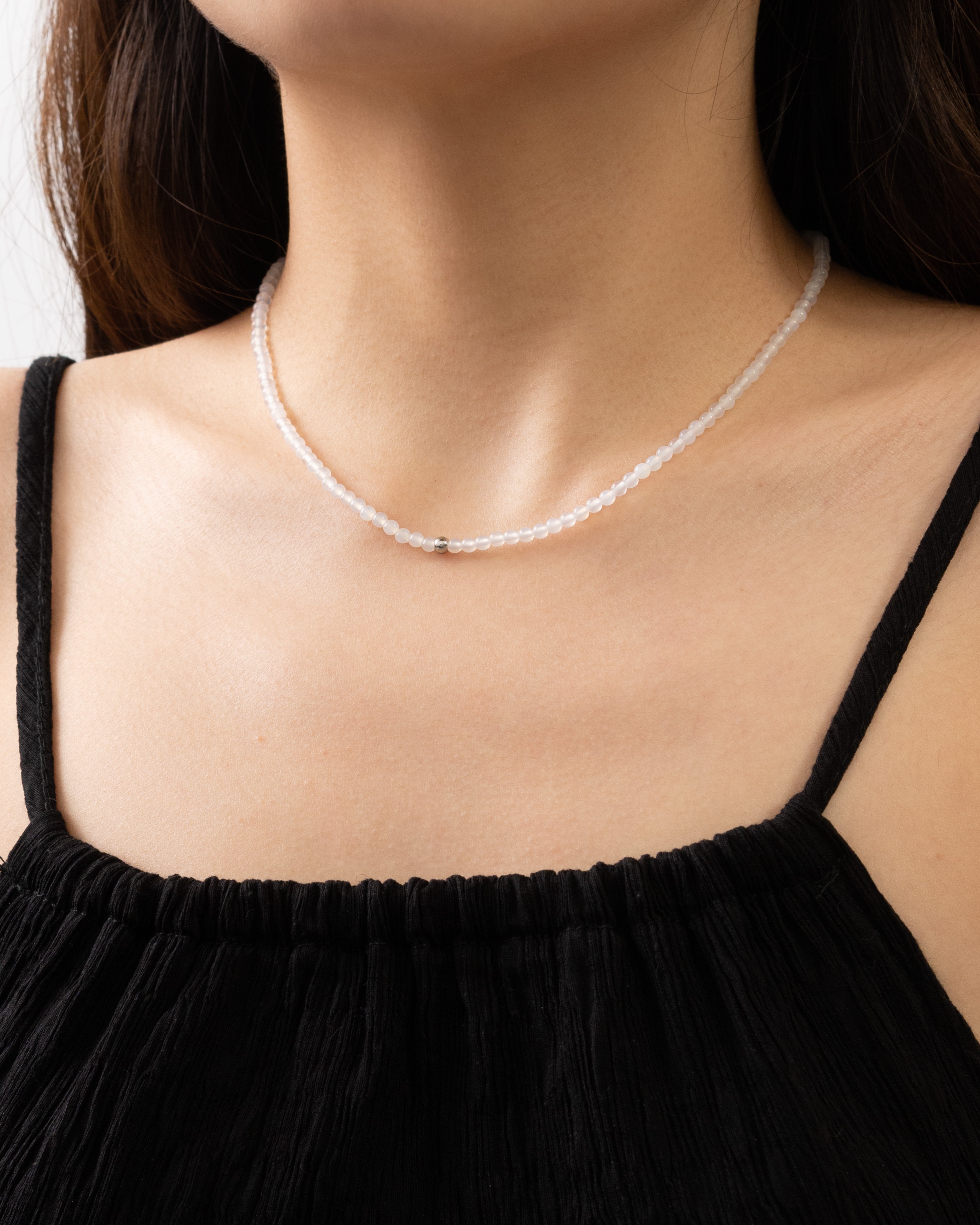 Joon Petite White Agate Beaded Necklace