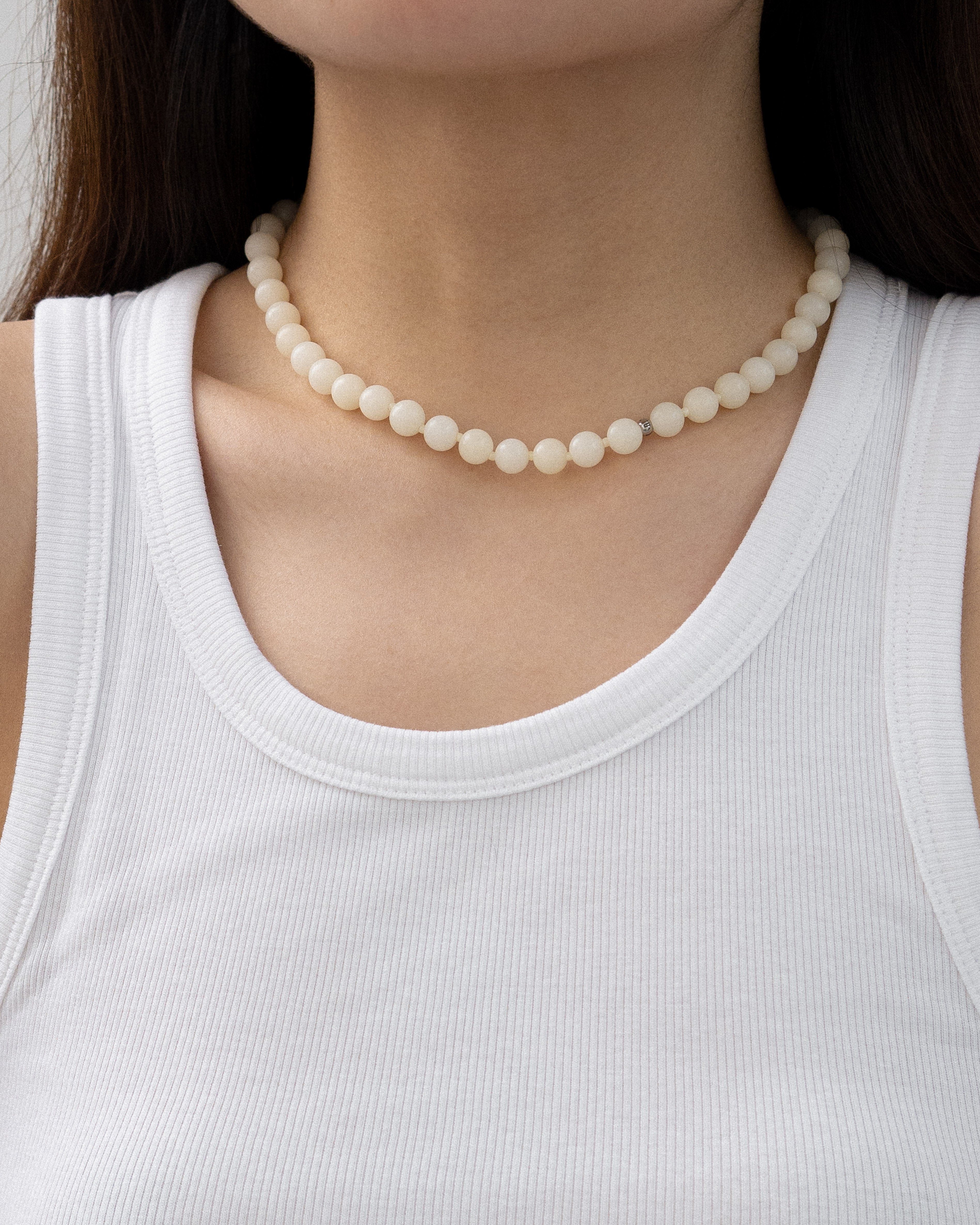 Giallo Grand White Jade Bodhi Necklace