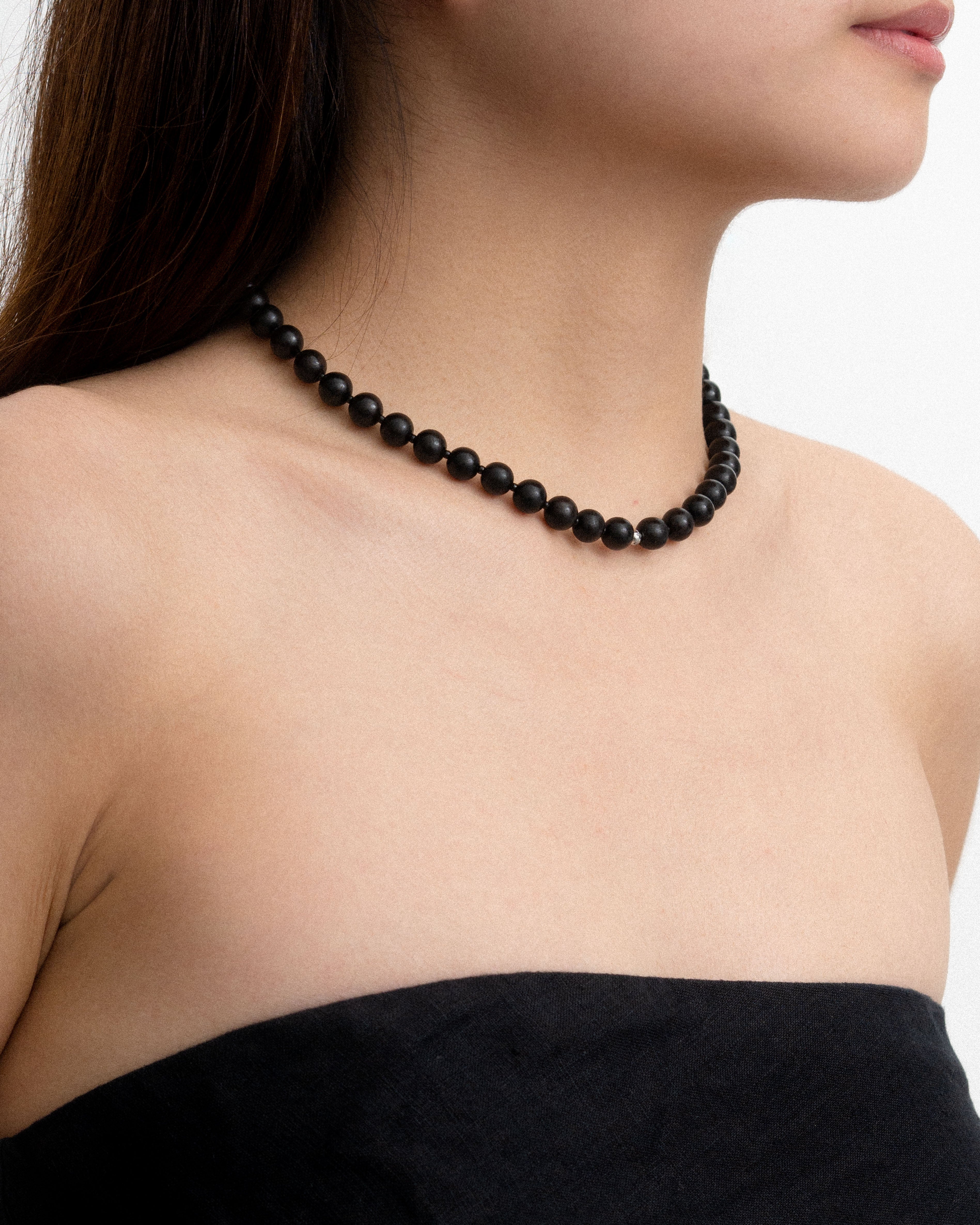 Vros Grand Ebony Wood Beaded Necklace