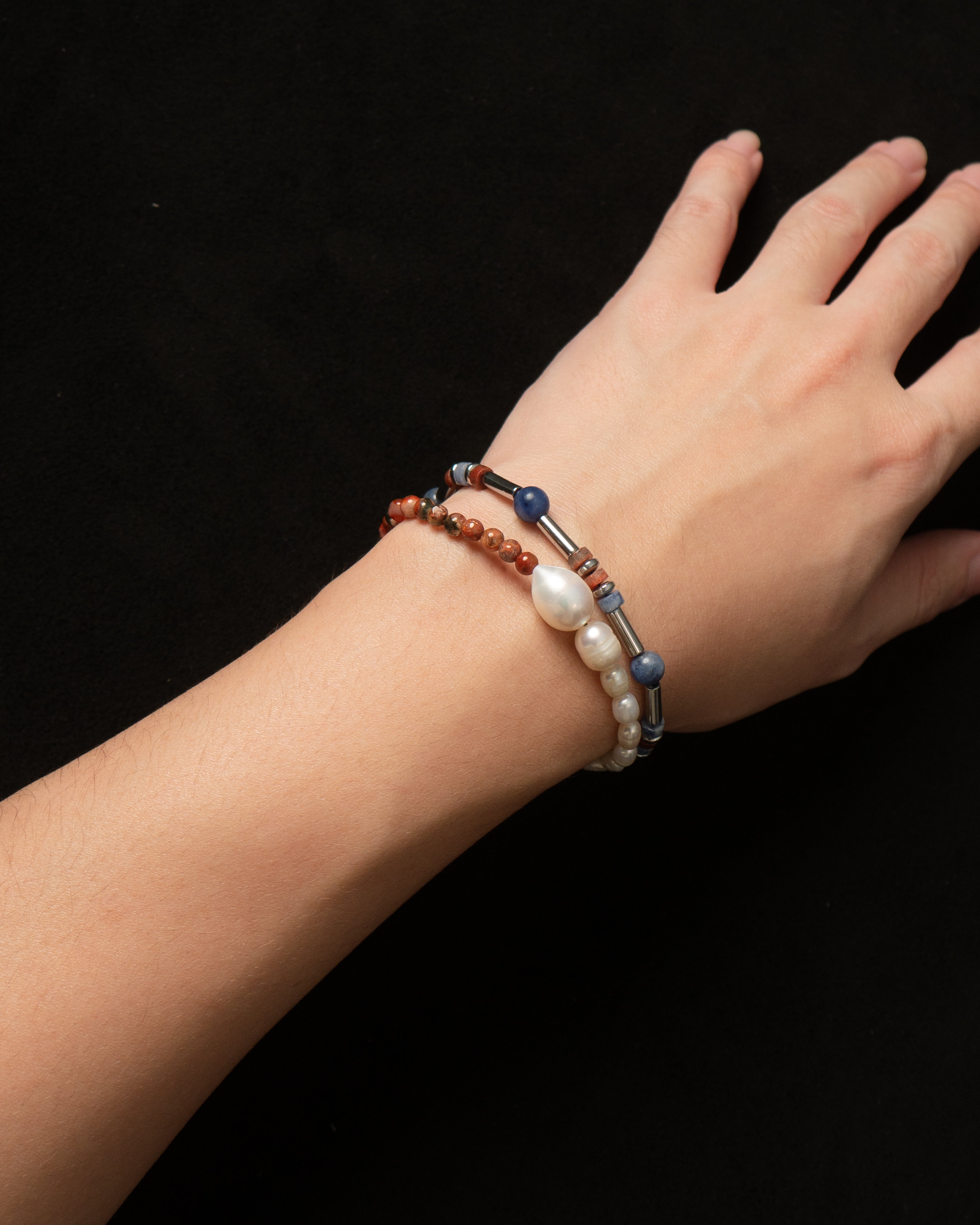 Rava Moss Agate Pearl Bracelet