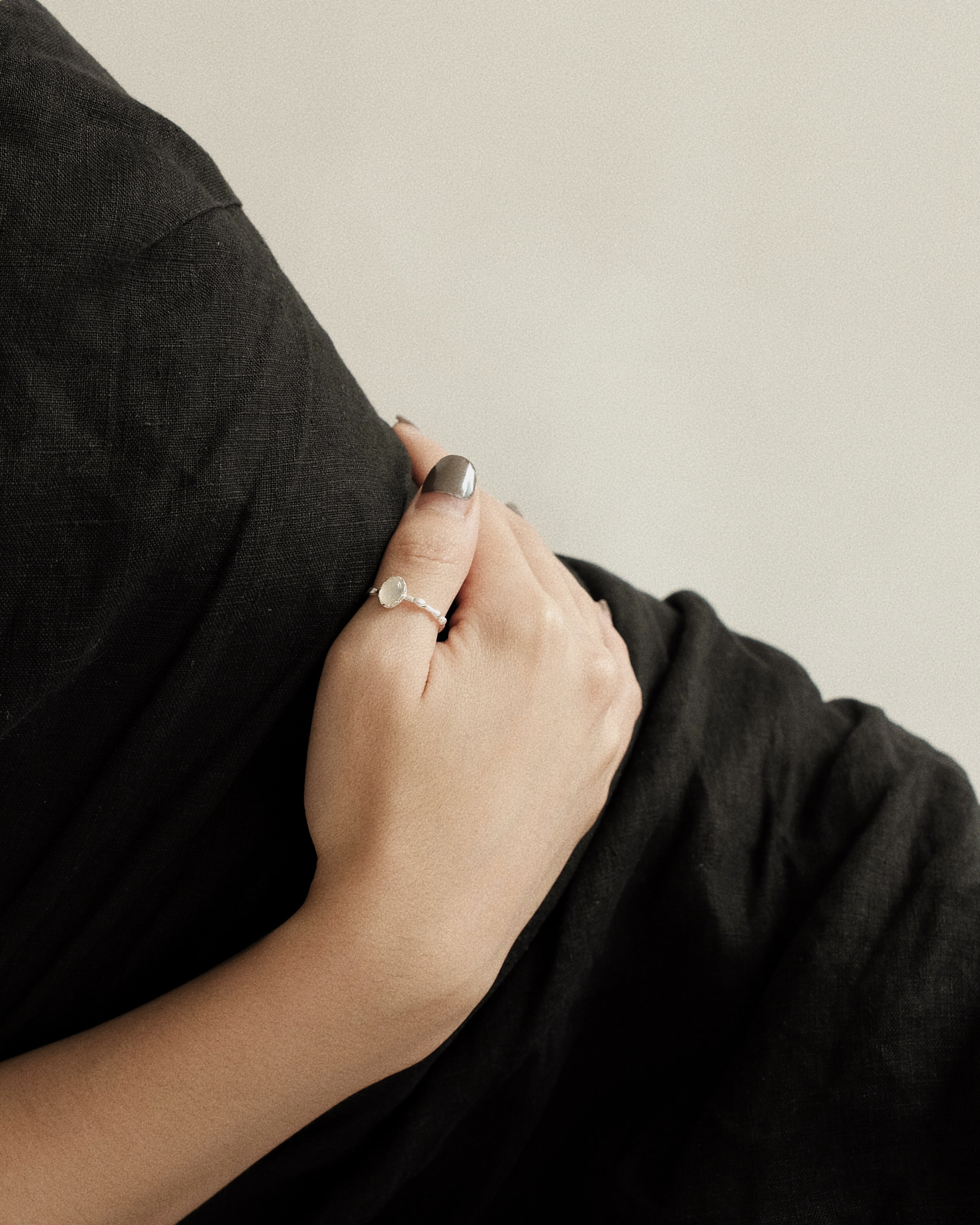 Cele White Chalcedony Ring