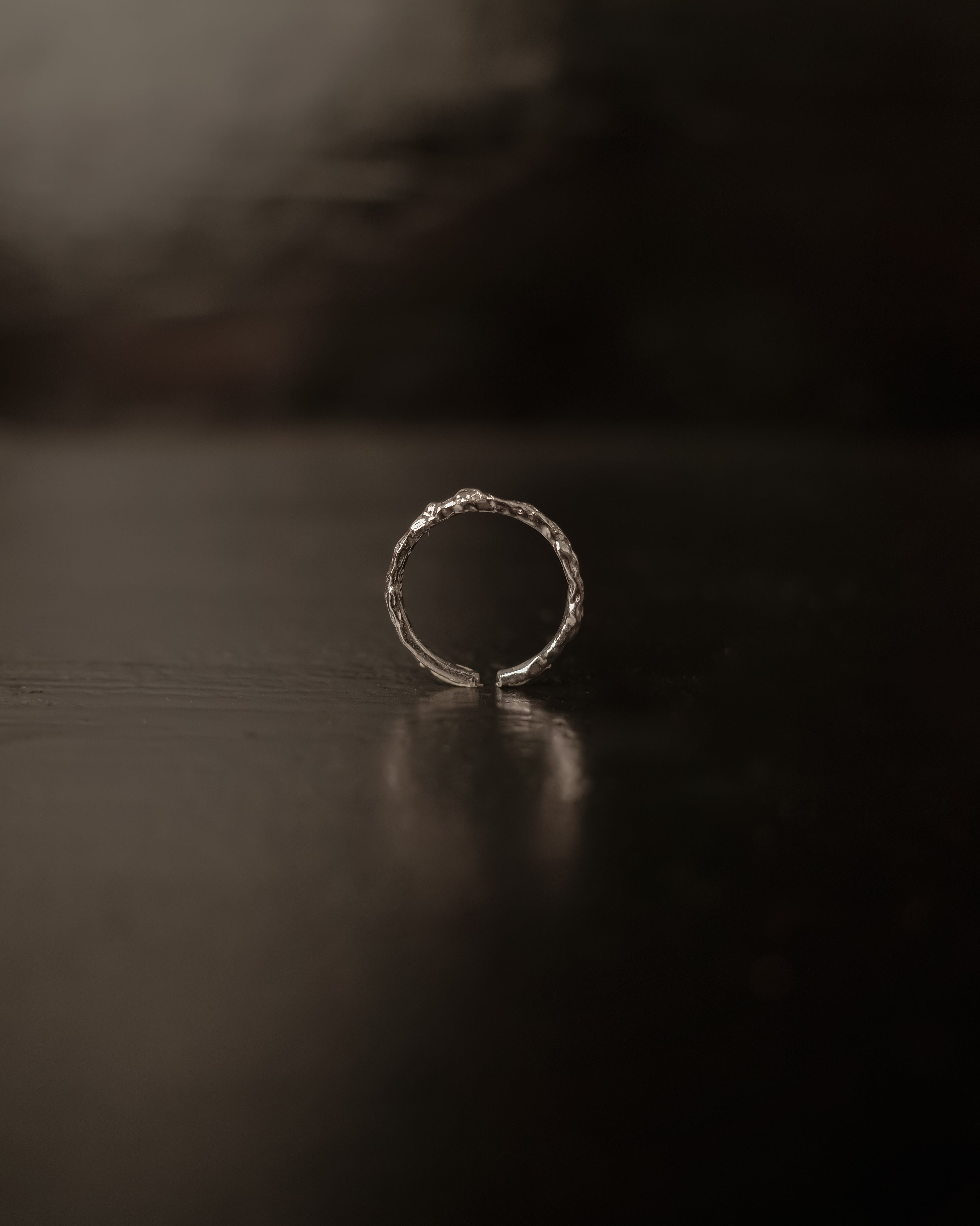 Petite Trixie Rustic Hammered Diamond Open Ring