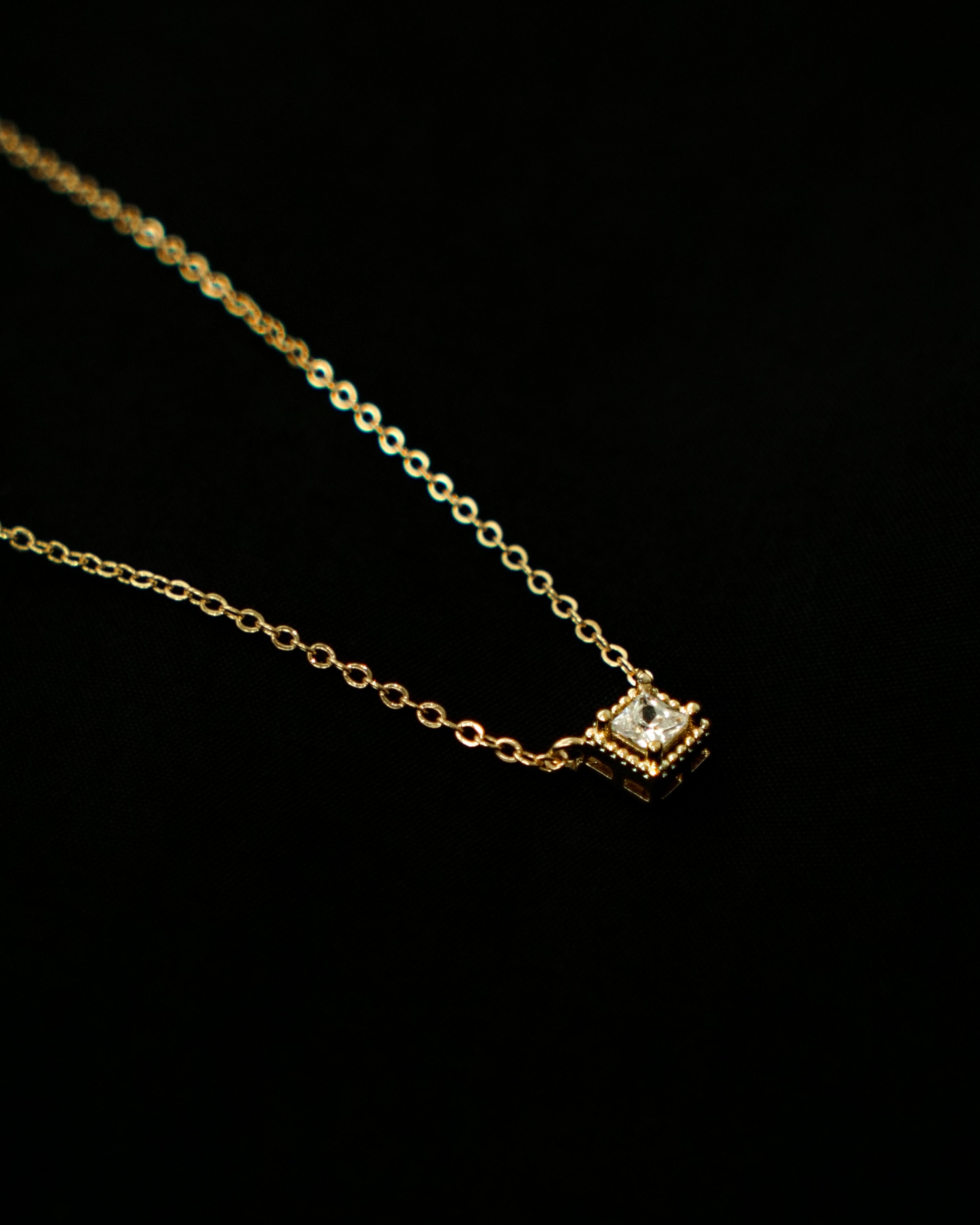 Tessa Square Diamond Pendant Necklace
