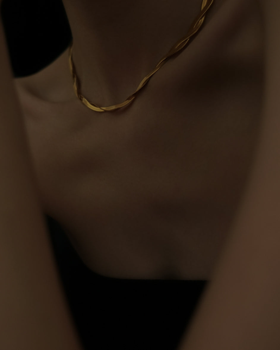 Louella Braided Herringbone Chain Necklace