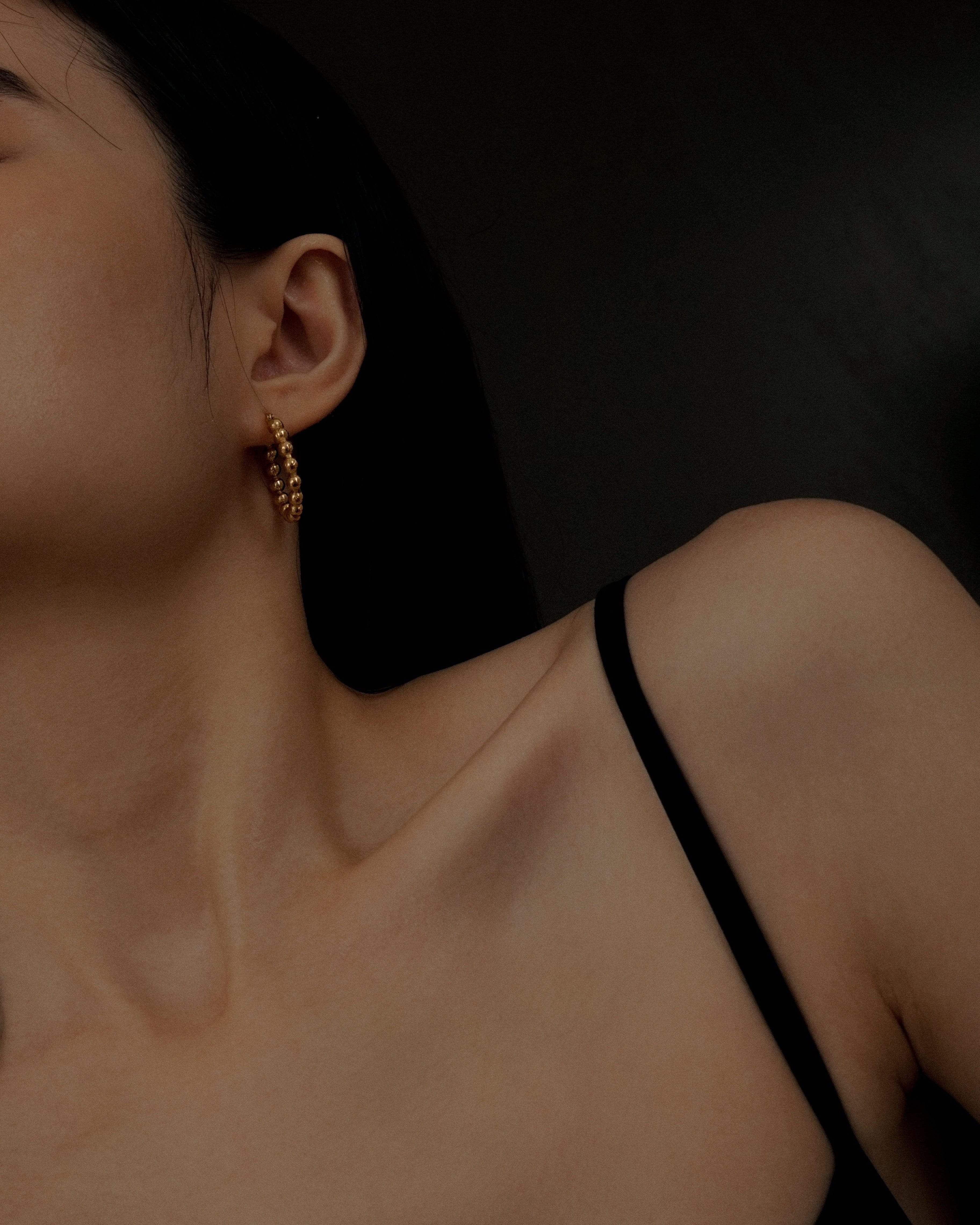 MYJN Earrings 18k Gold Stainless Steel Olja Beaded Hoop Earrings