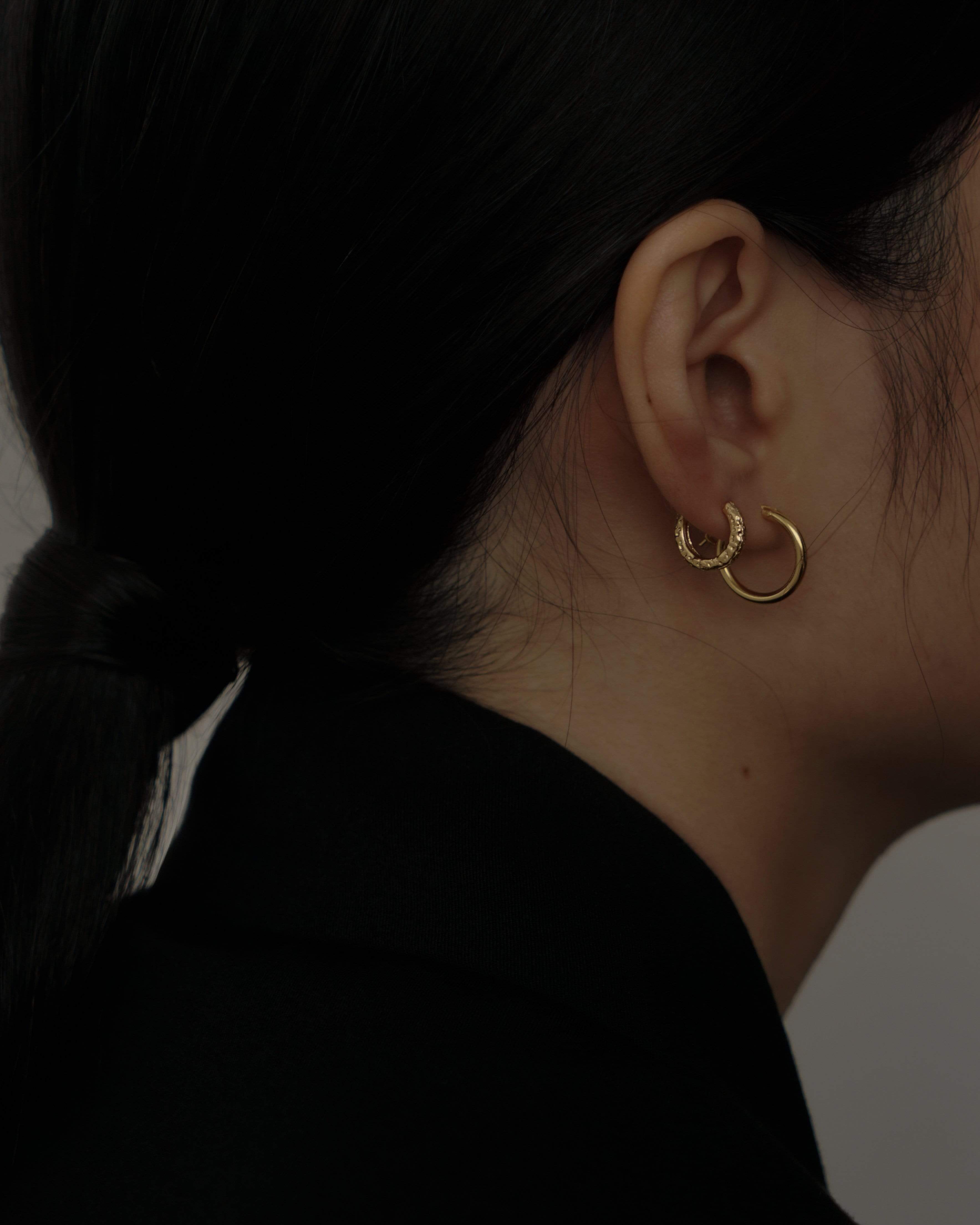 MYJN Earrings Gold Vermeil Inna Hammered Mini Hoop Earrings