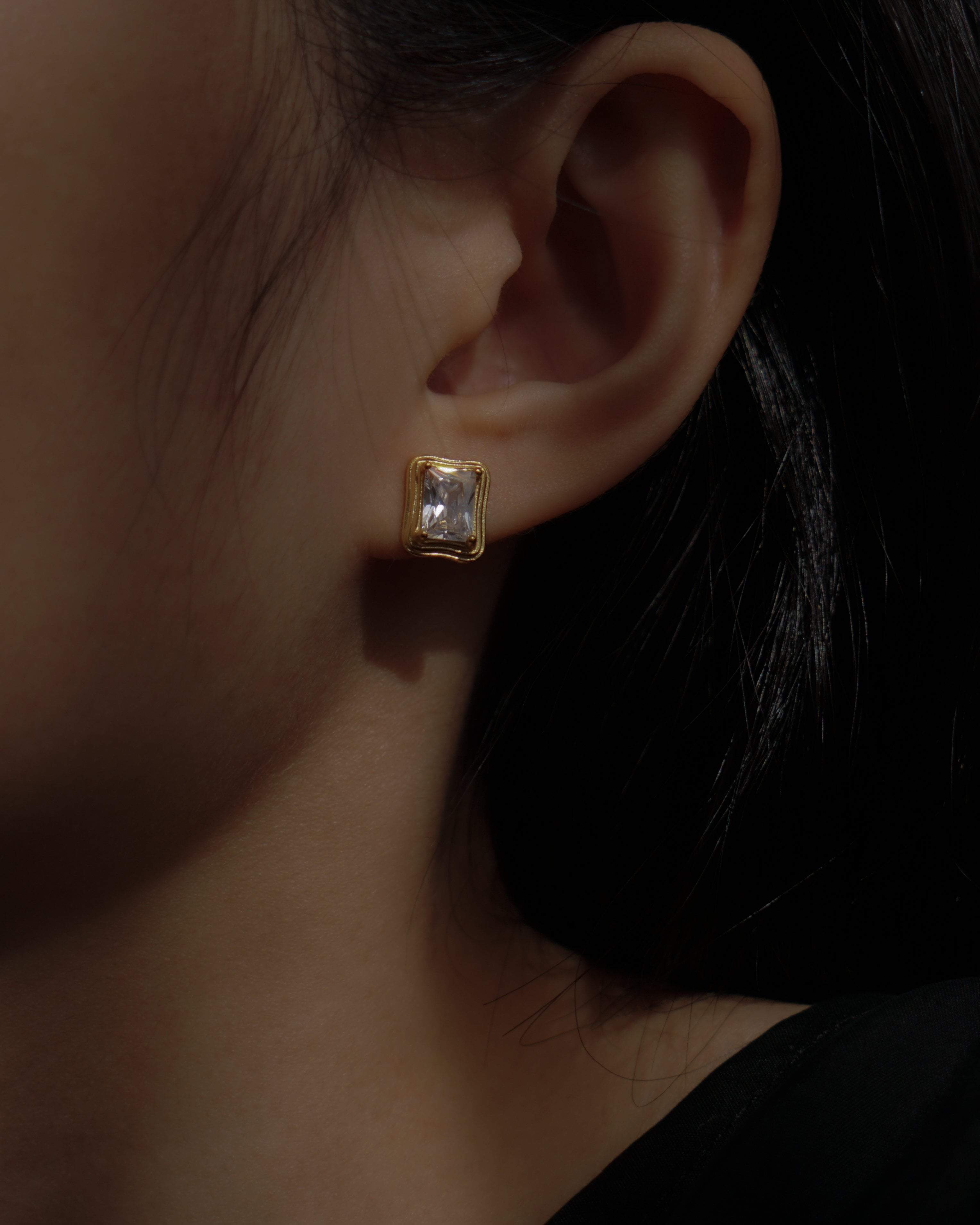MYJN Earrings Sienna Baguette Diamond Stud Earrings