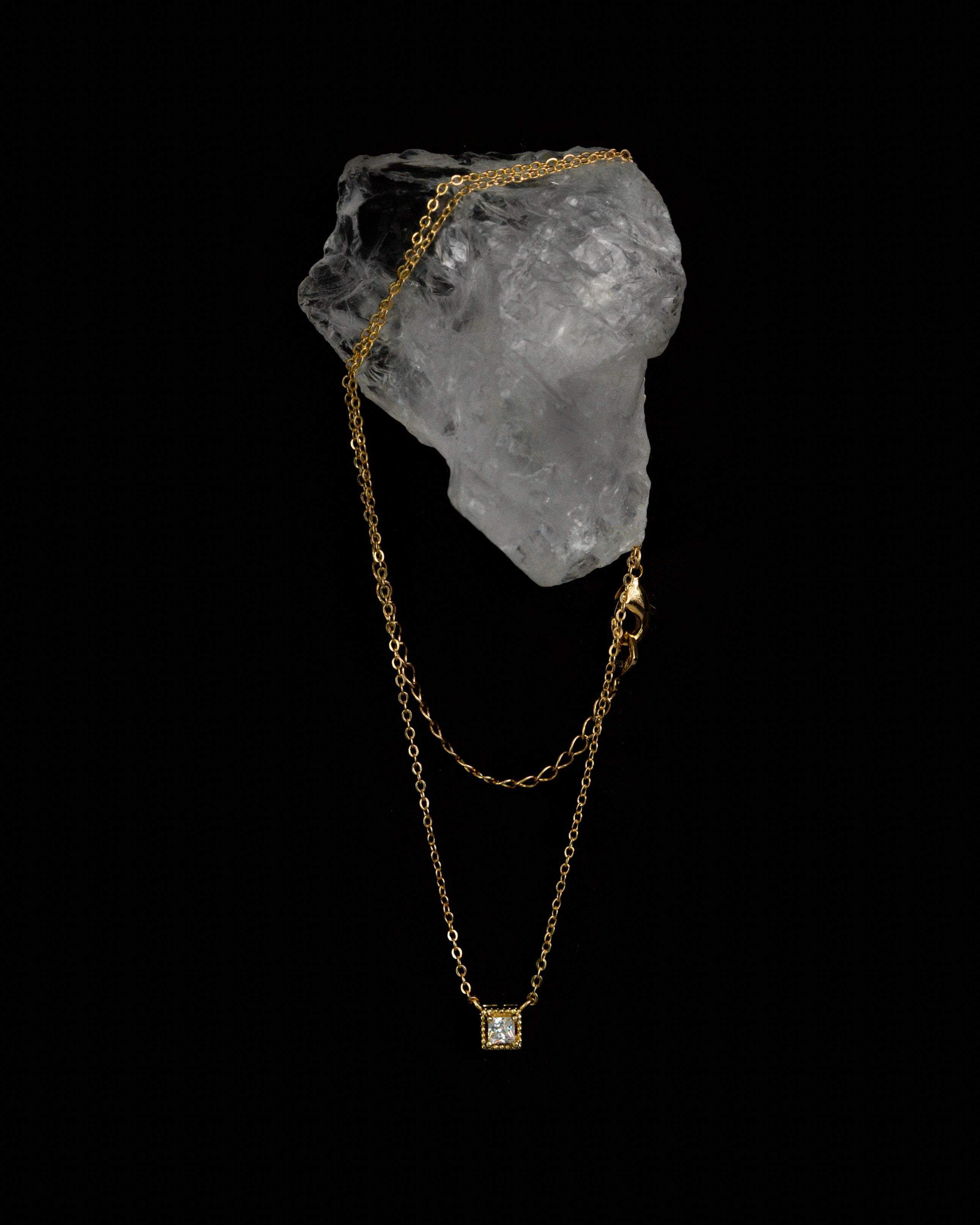 MYJN Necklaces 14k GP Tessa Square Diamond Pendant Necklace