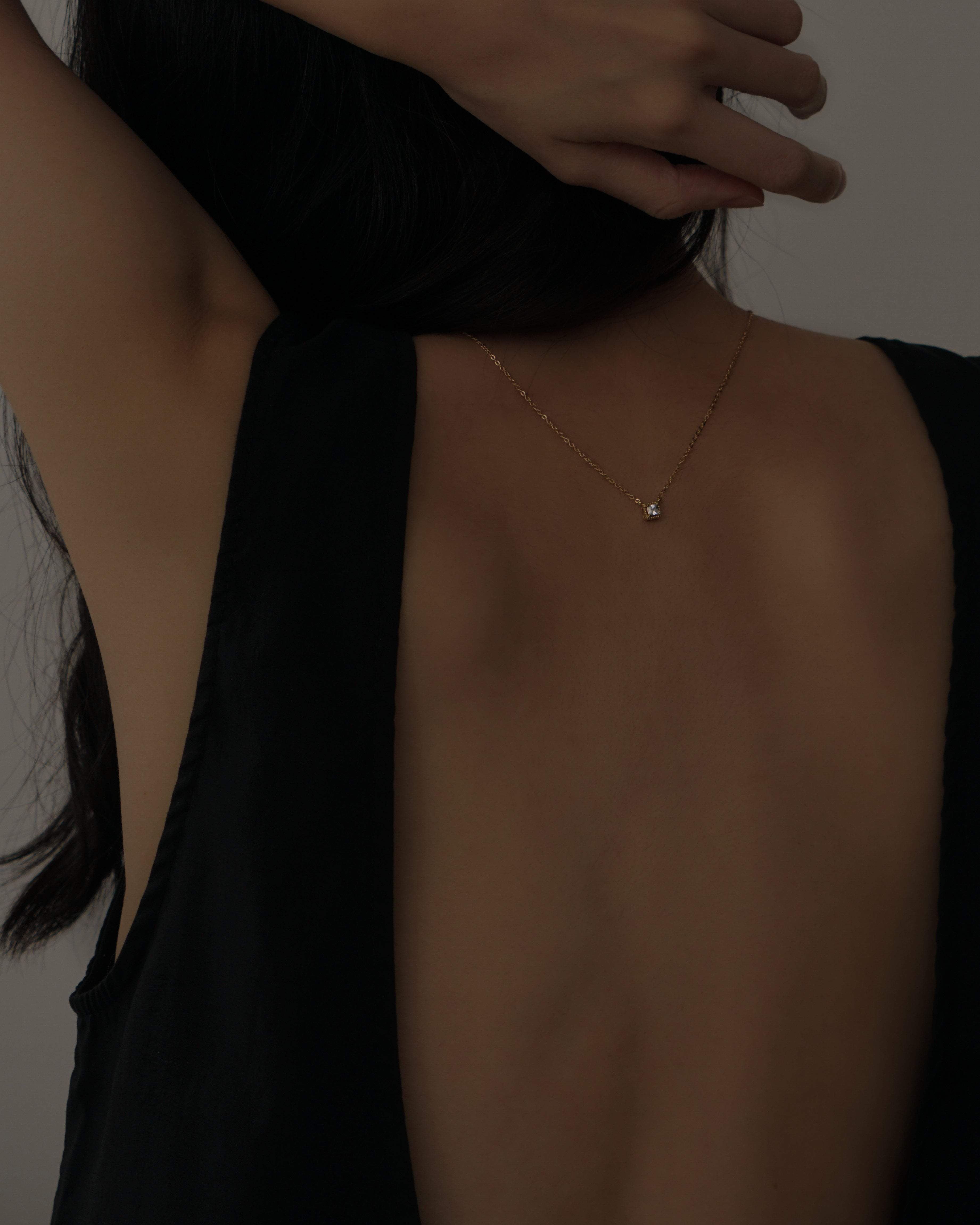 MYJN Necklaces 14k GP Tessa Square Diamond Pendant Necklace