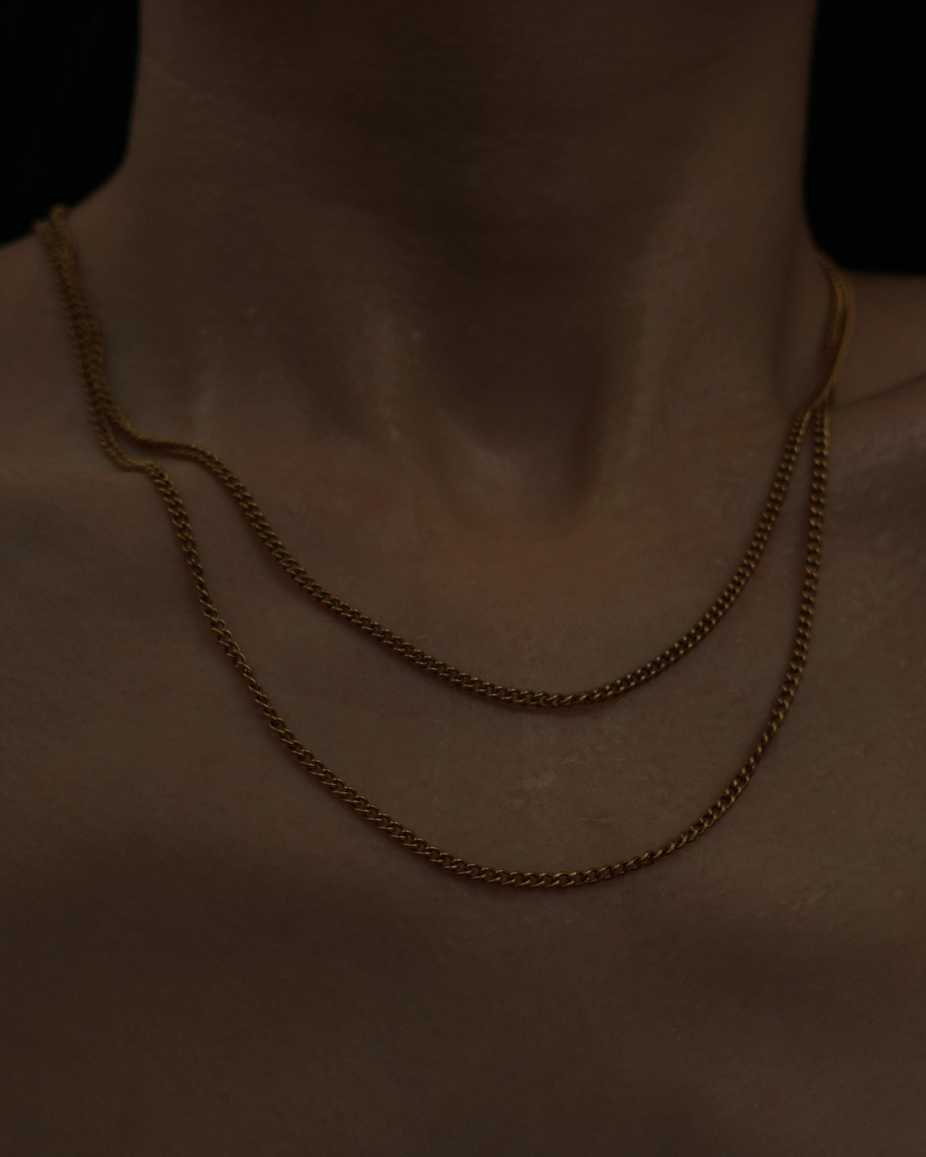 MYJN Necklaces 18K Gold Stainless Steel Layered Curb Chain Necklace