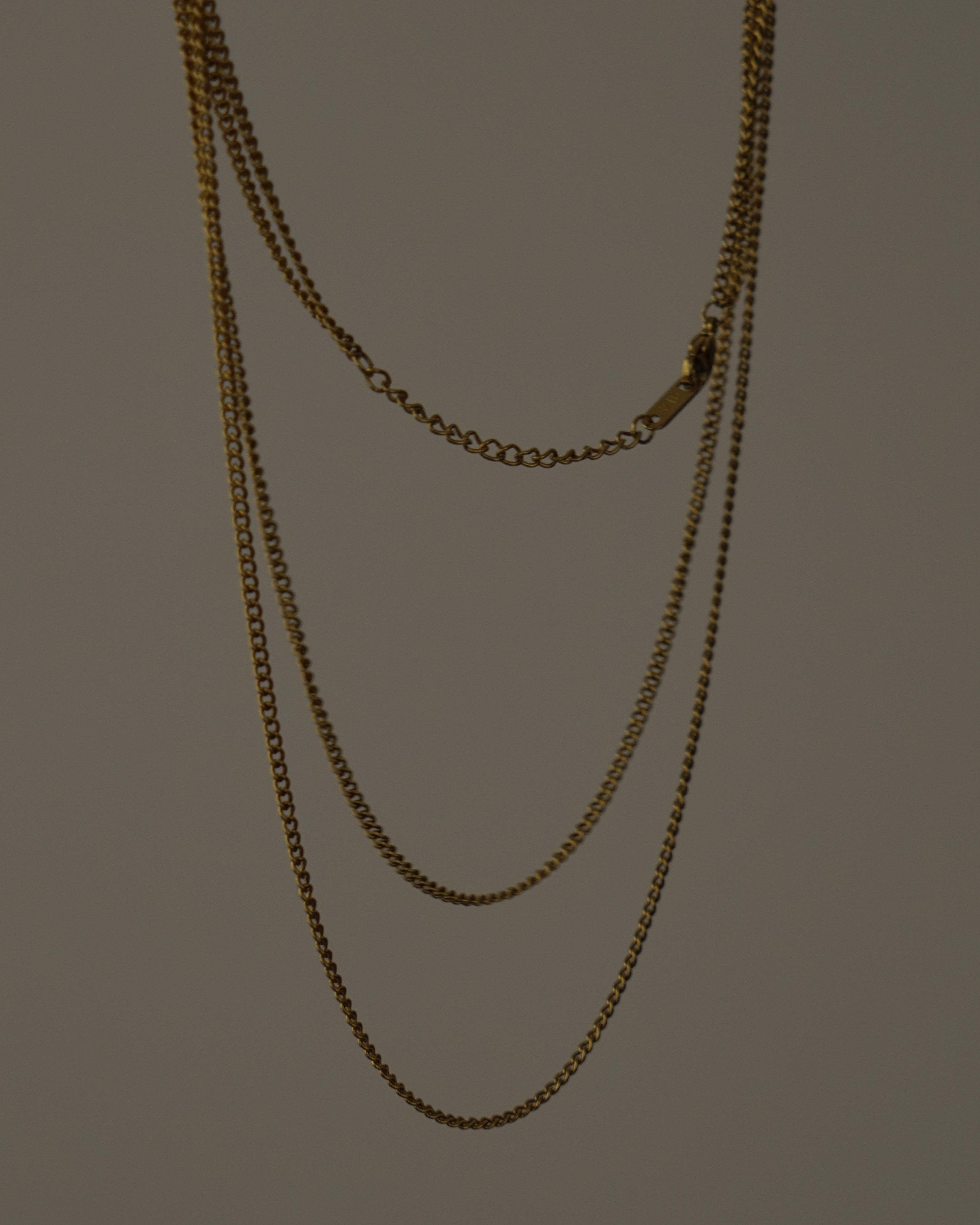 MYJN Necklaces 18K Gold Stainless Steel Layered Curb Chain Necklace