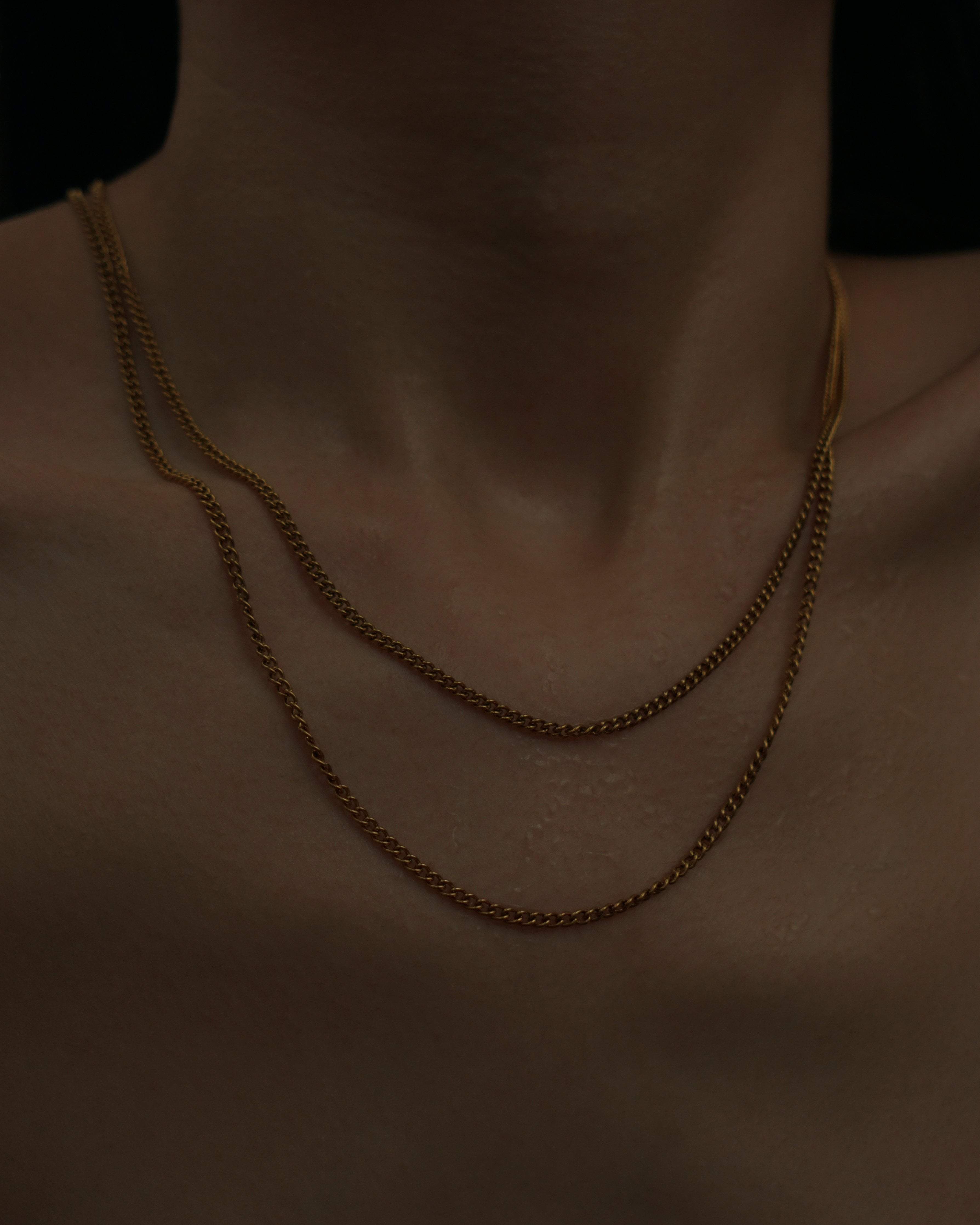 MYJN Necklaces 18K Gold Stainless Steel Layered Curb Chain Necklace