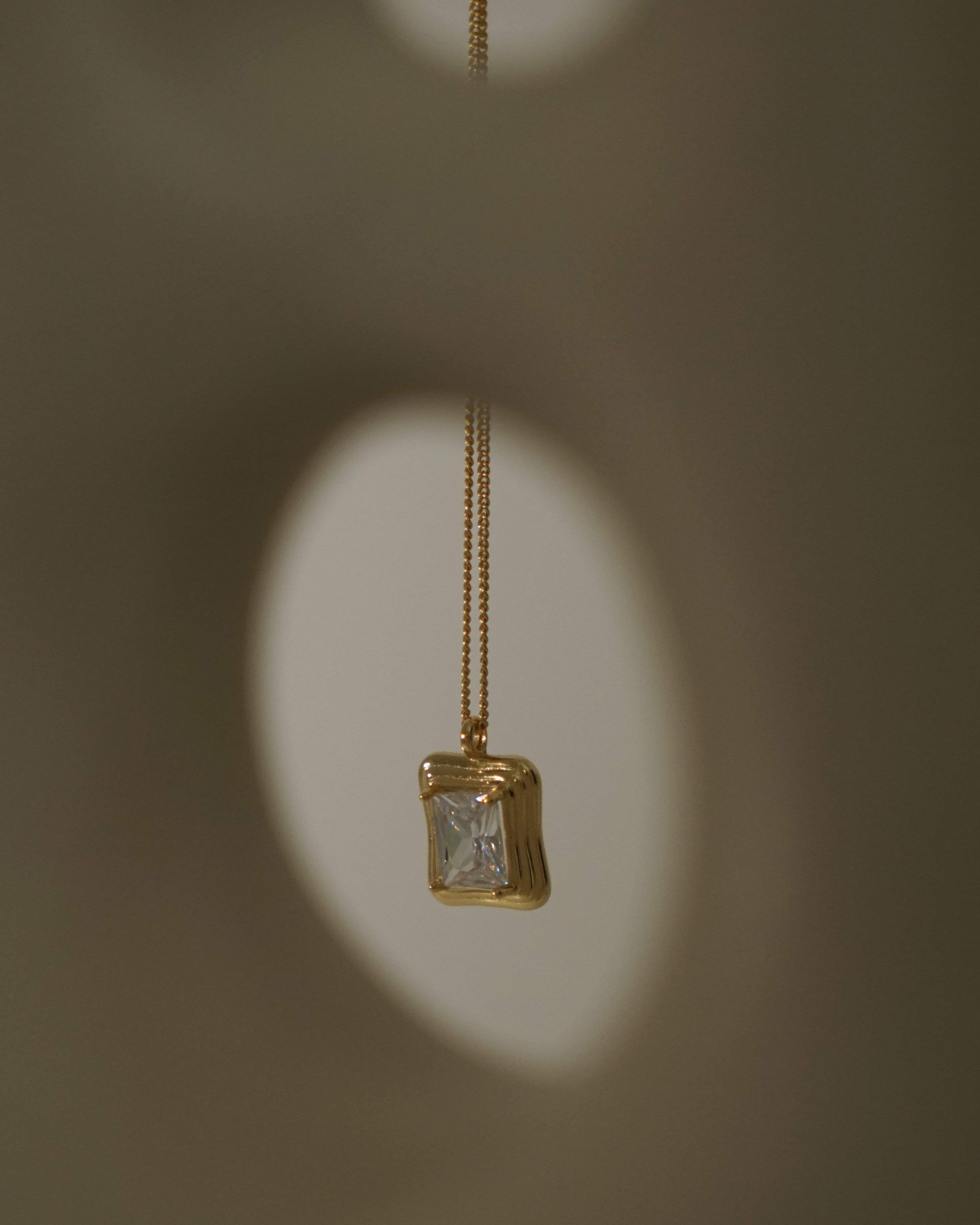 MYJN Necklaces Gold Vermeil Sienna Baguette Diamond Pendant Necklace