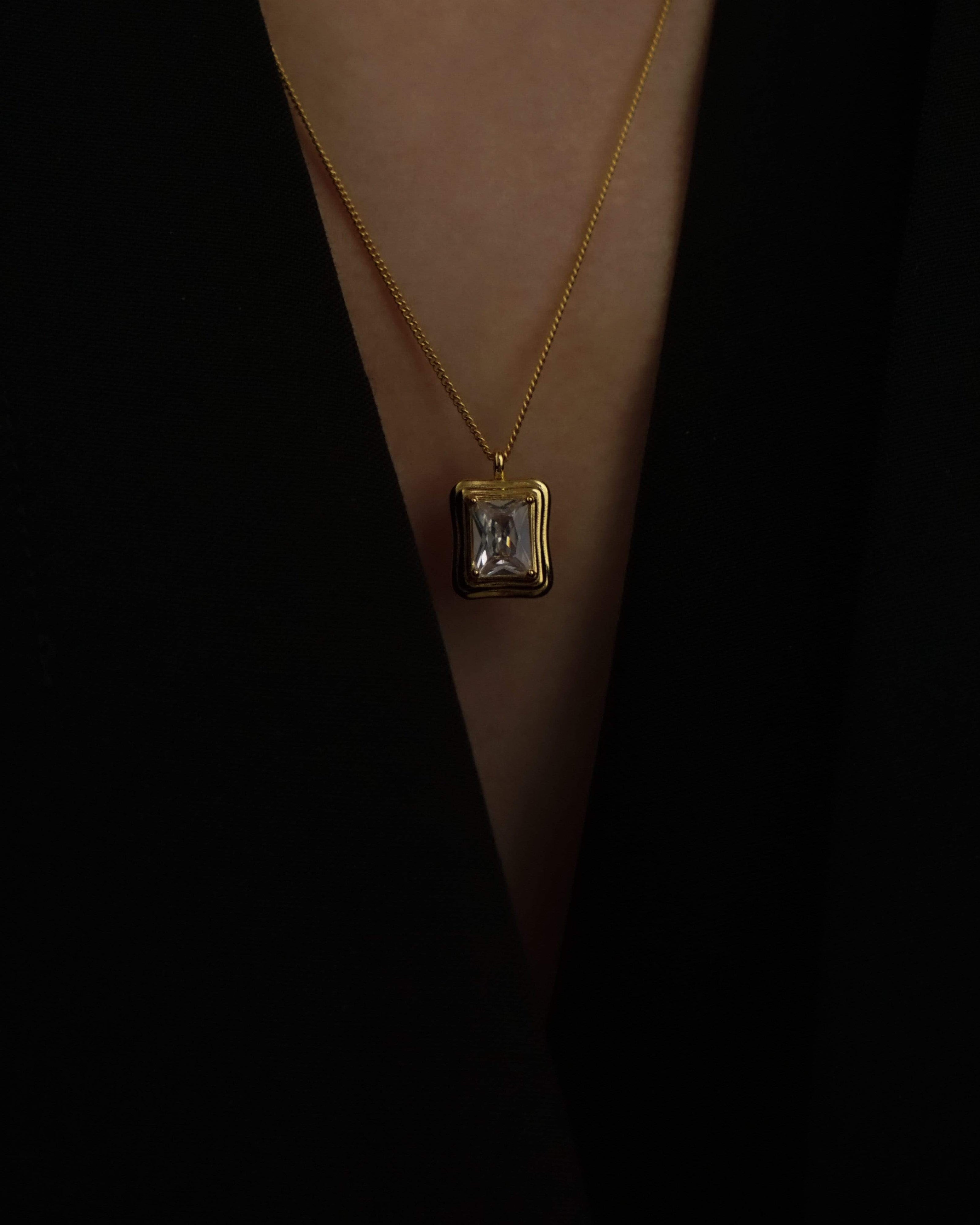 MYJN Necklaces Gold Vermeil Sienna Baguette Diamond Pendant Necklace