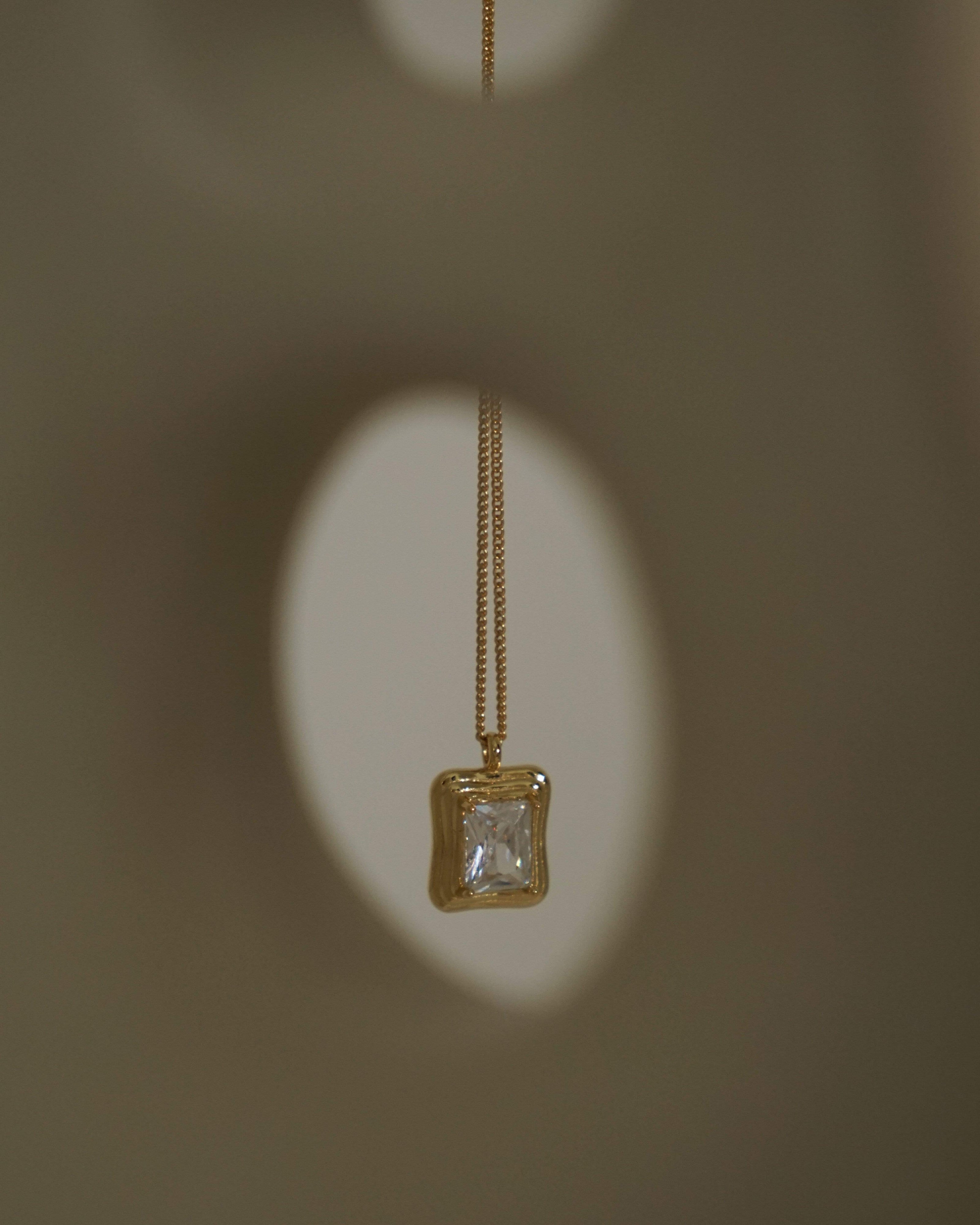 MYJN Necklaces Gold Vermeil Sienna Baguette Diamond Pendant Necklace