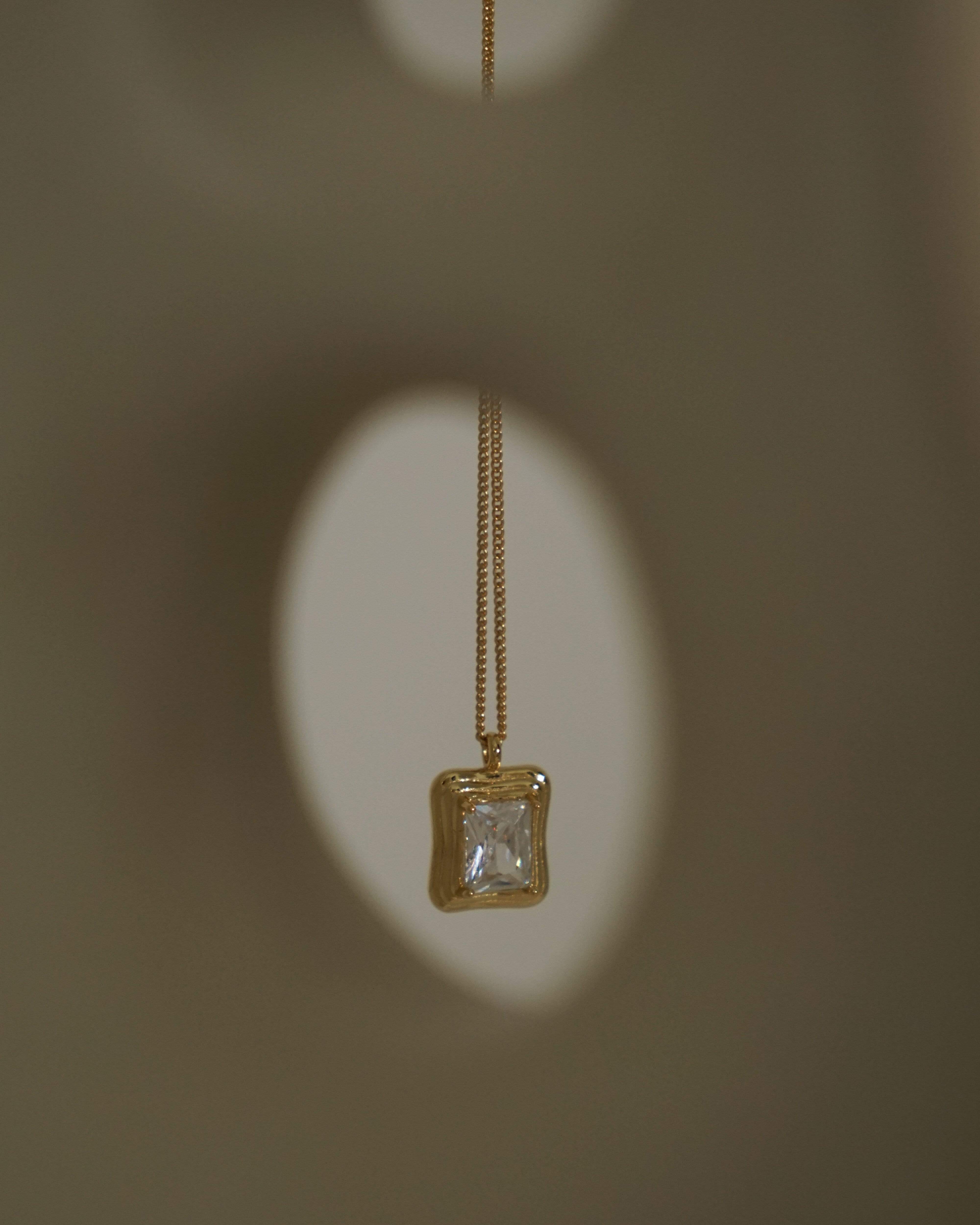 MYJN Necklaces Gold Vermeil Sienna Baguette Diamond Pendant Necklace
