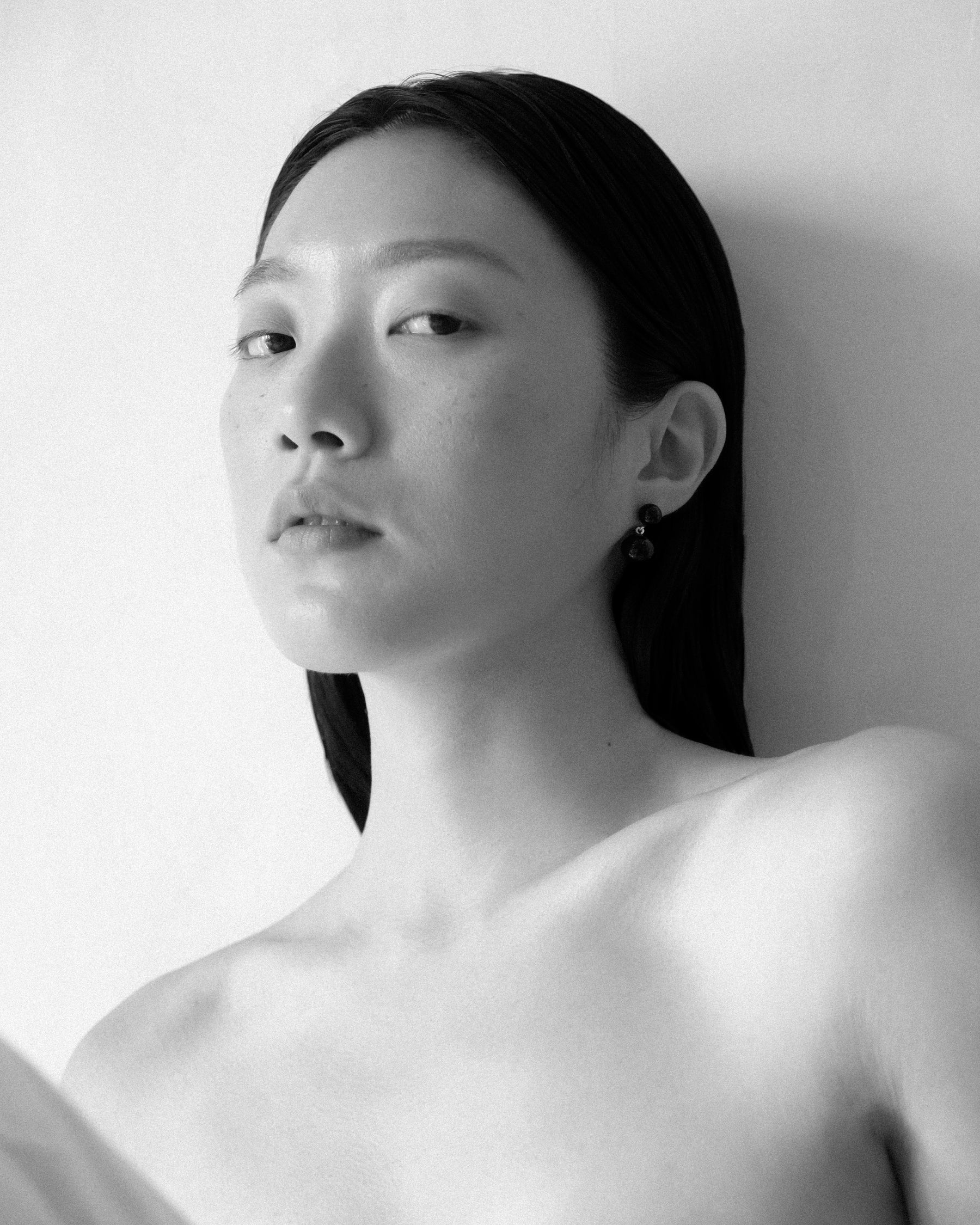 Reha Double Onyx Bobble Dangle Stud Earrings