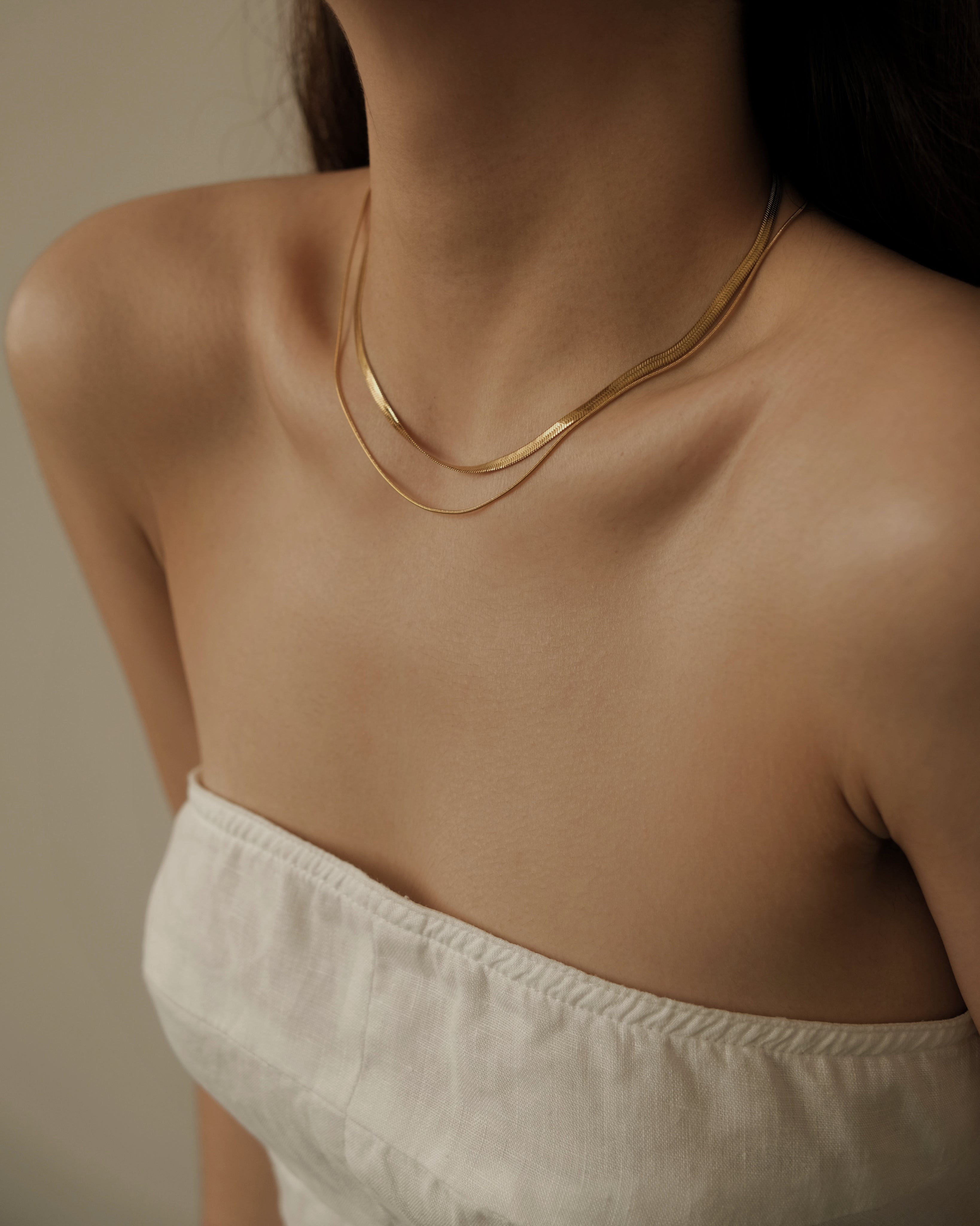 Sleek Two Layered Snake Chain Necklace – www.pipabella.com