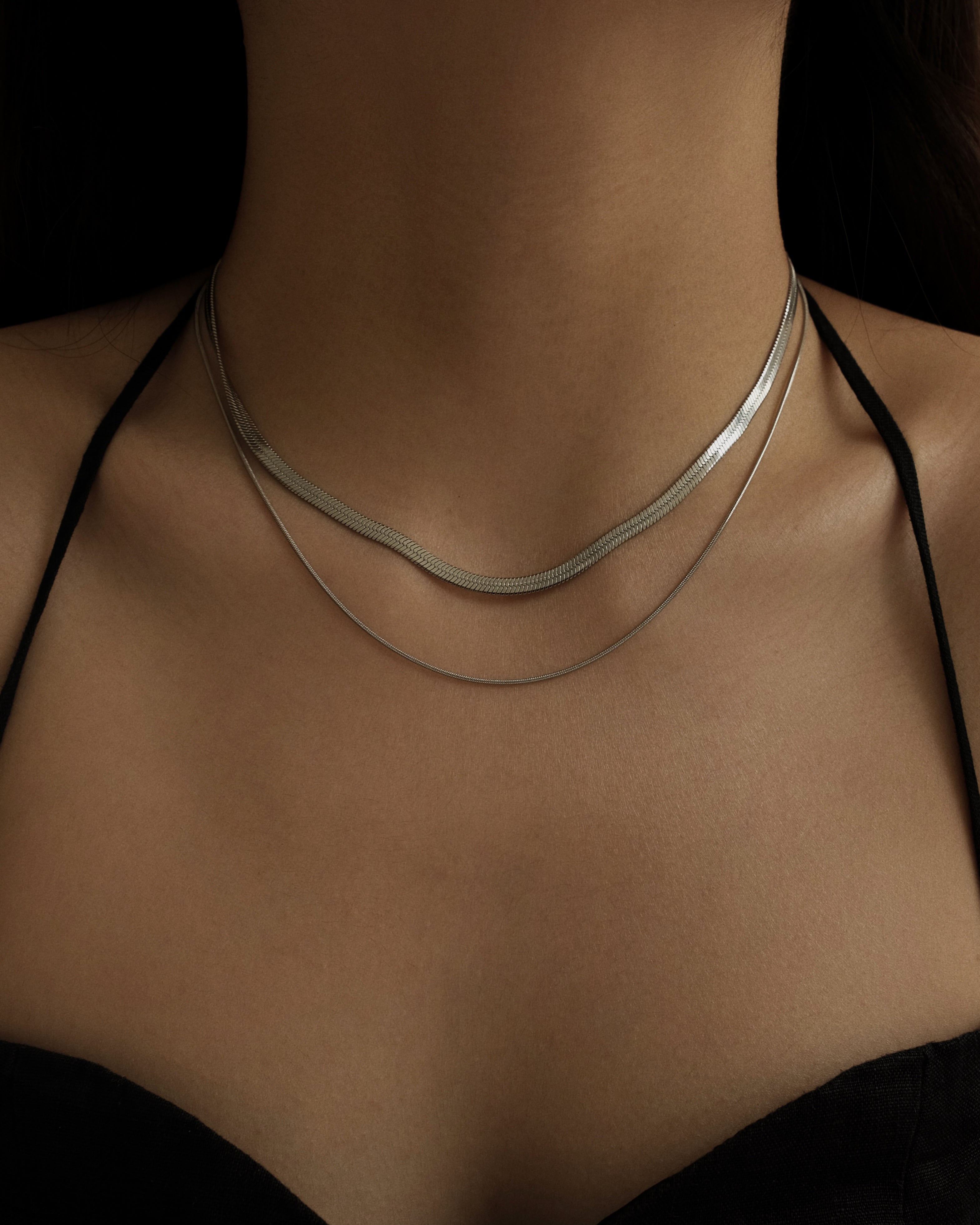 Oie Layered Herringbone Chain Necklace
