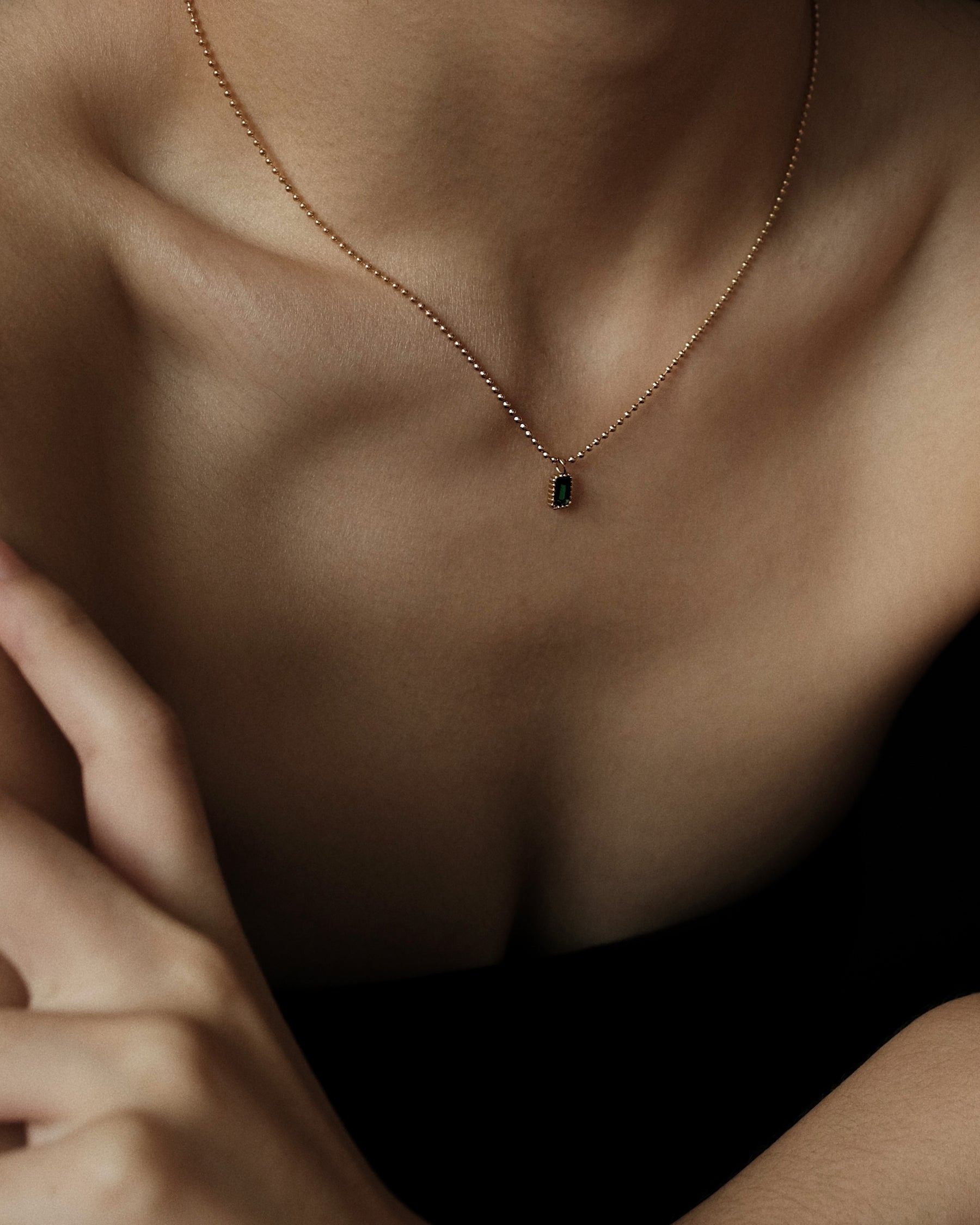 Aaia Emerald Pendant Beaded Chain Necklace