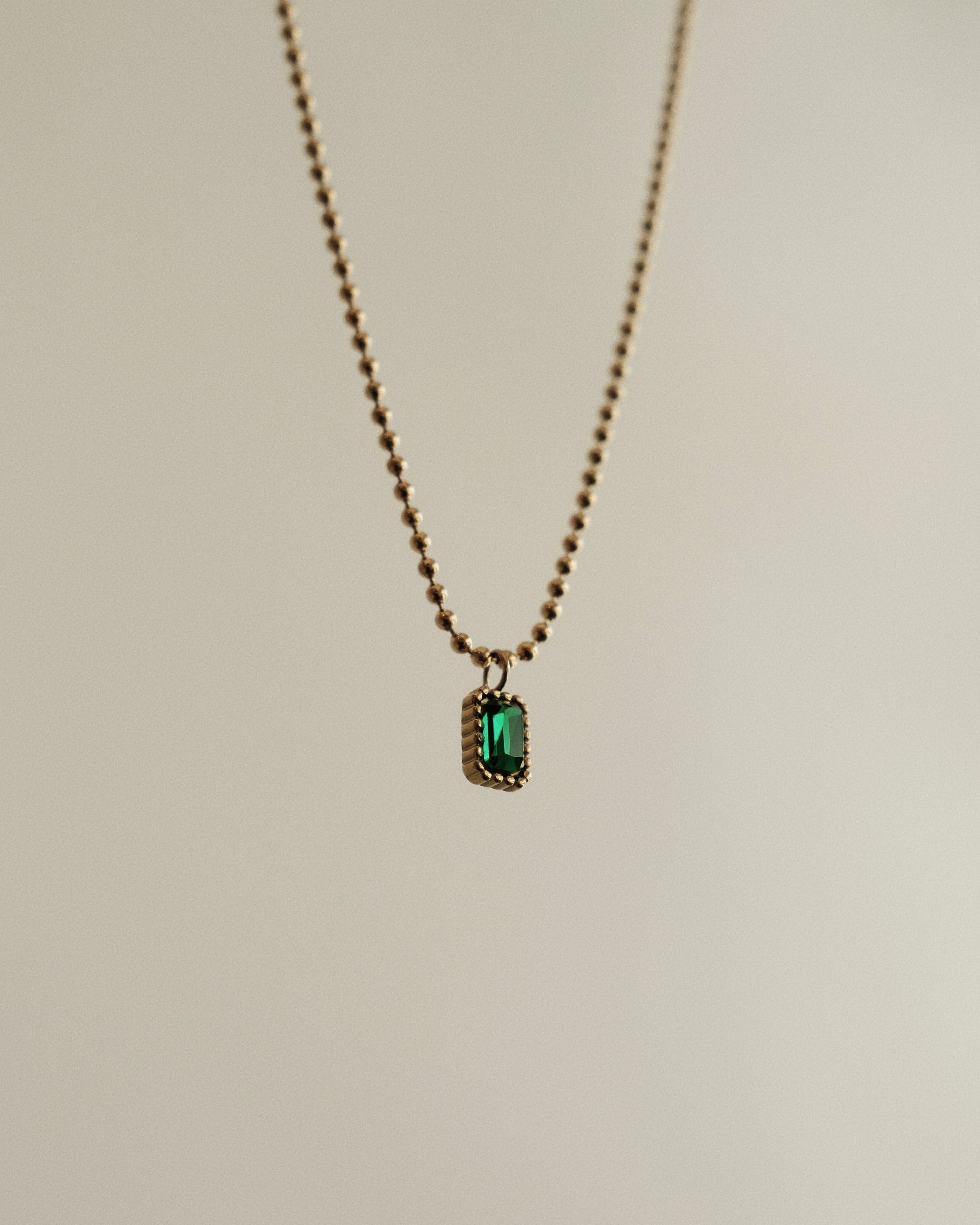 Aaia Emerald Pendant Beaded Chain Necklace