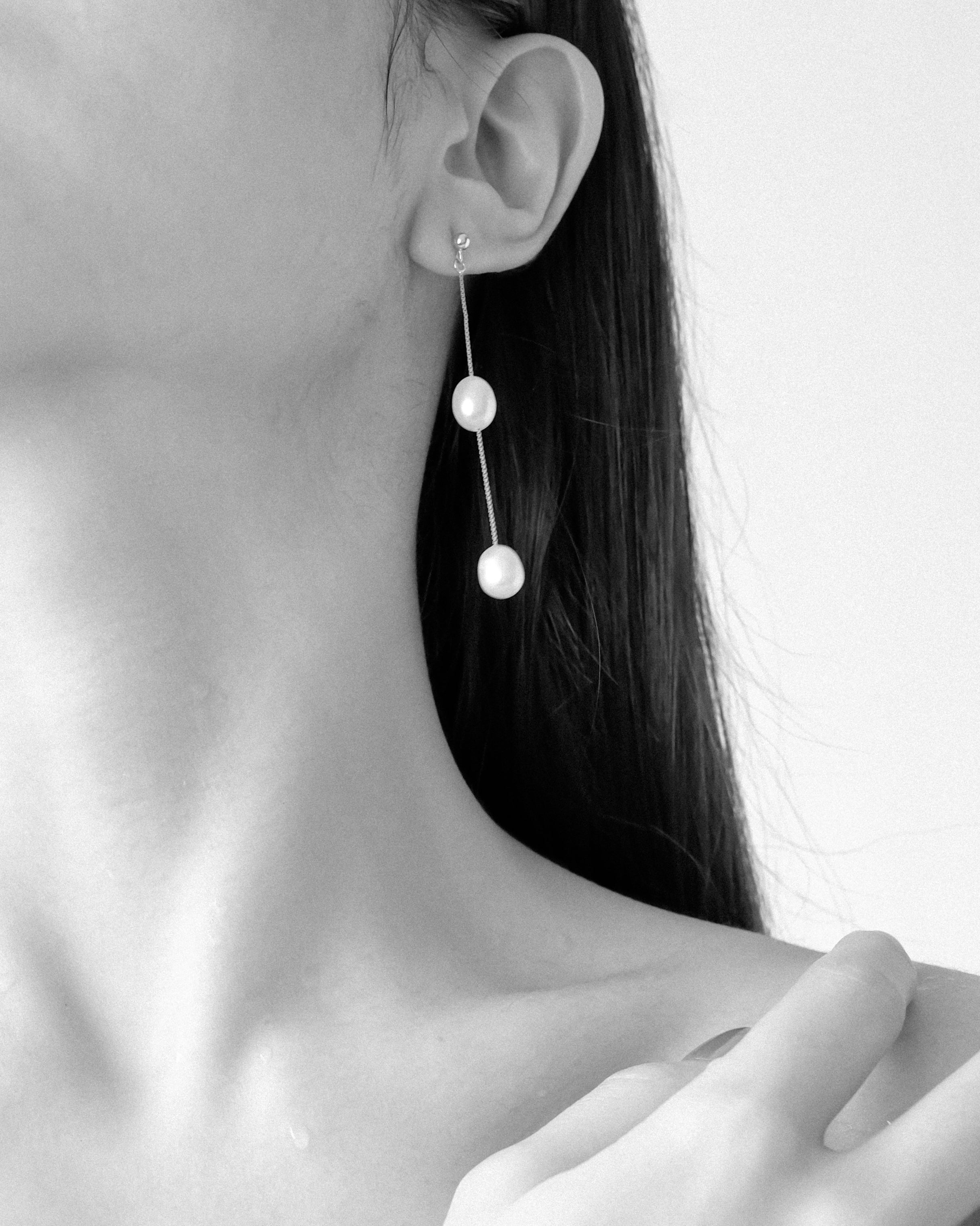 Aria Freshwater Pearl Dangle Stud Earrings