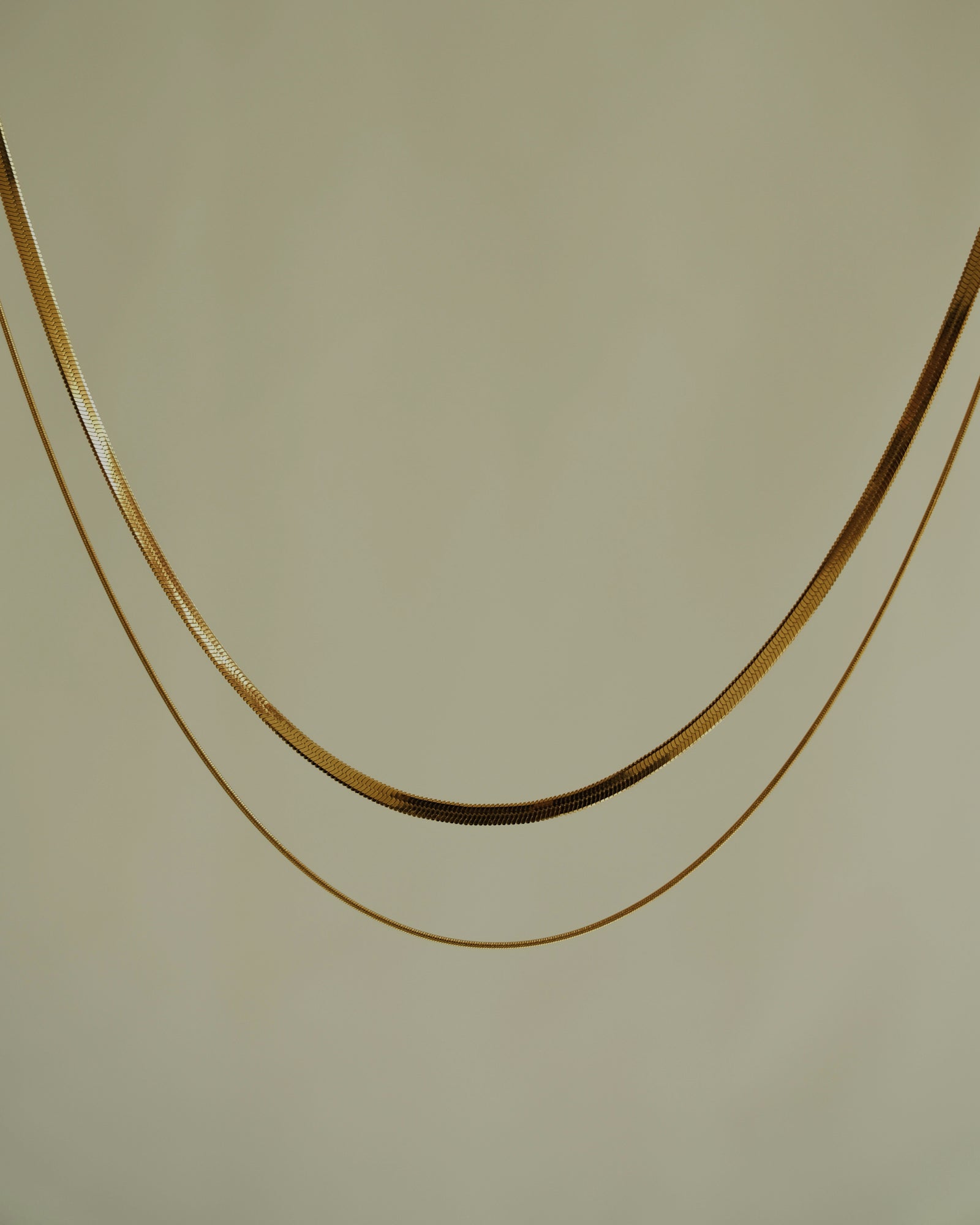 Oie Layered Herringbone Chain Necklace