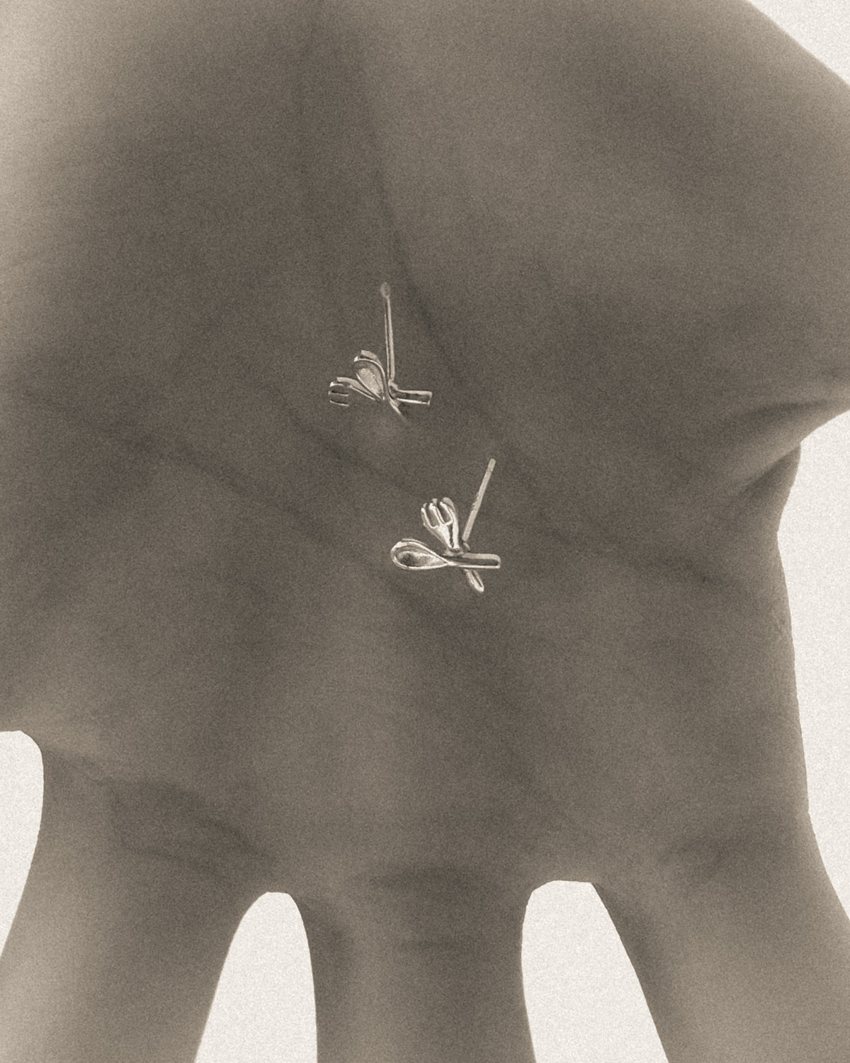 George Tiny Fork and Spoon Crossover Stud Earrings