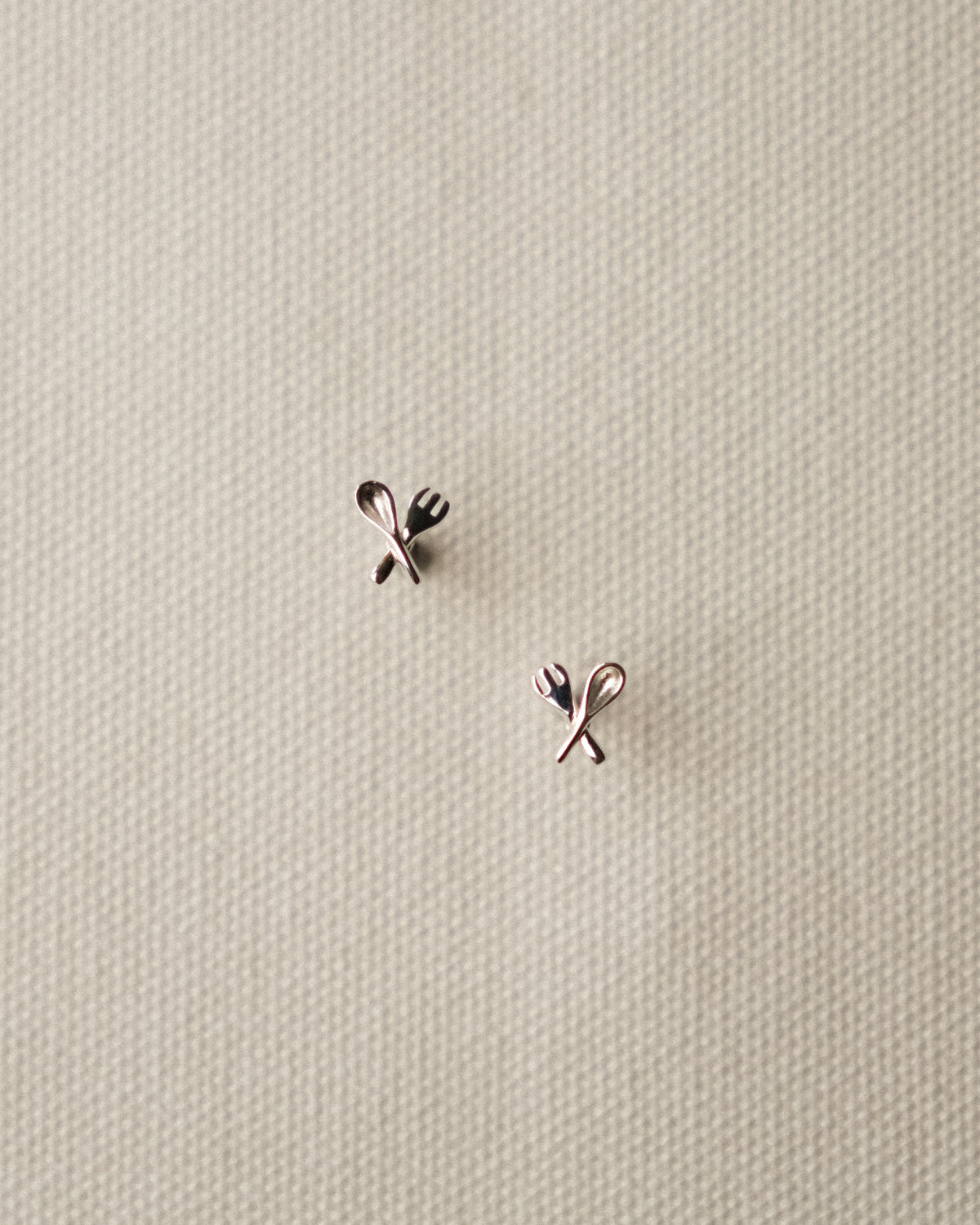 George Tiny Fork and Spoon Crossover Stud Earrings