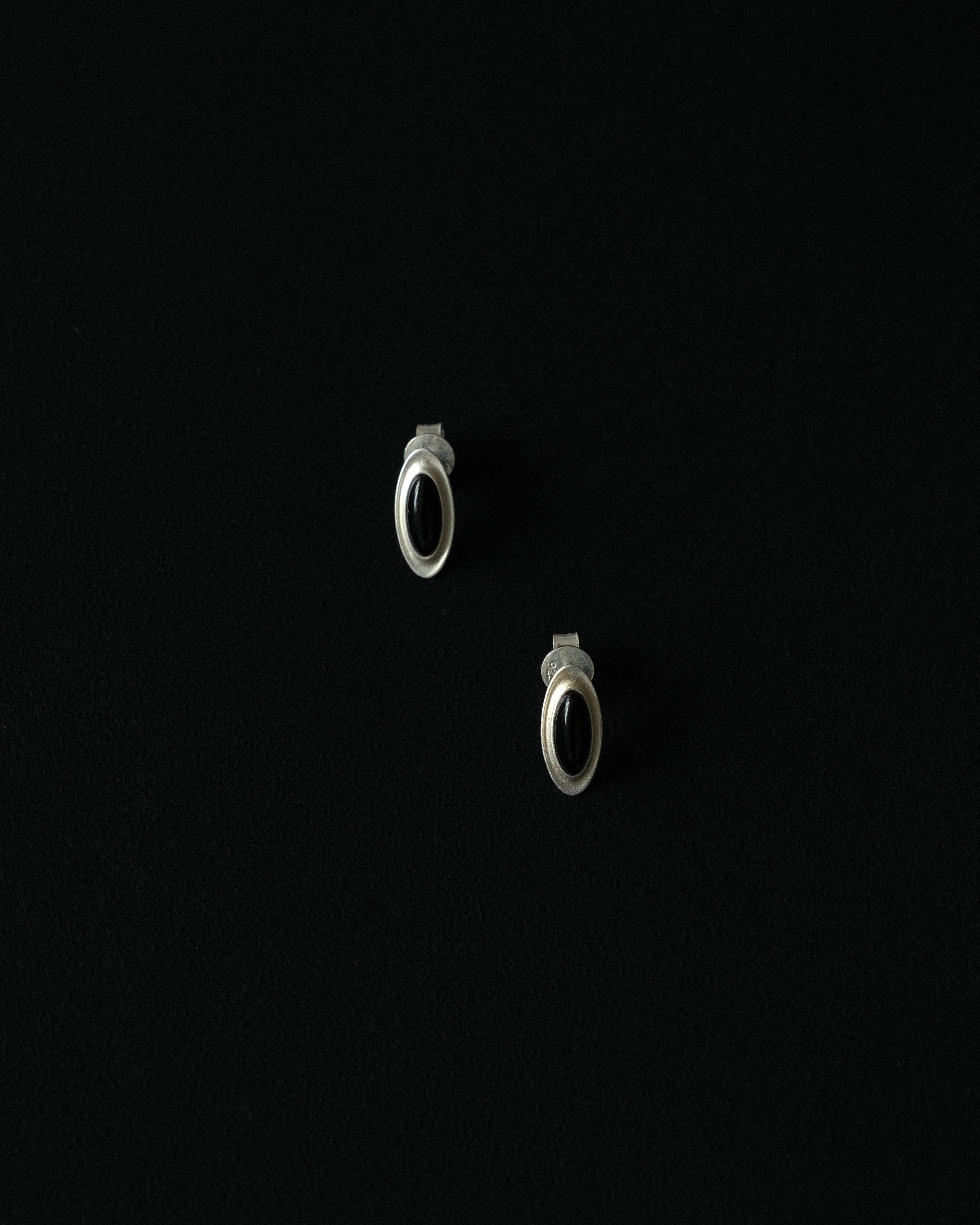 Tia Brushed Stud Onyx Earrings