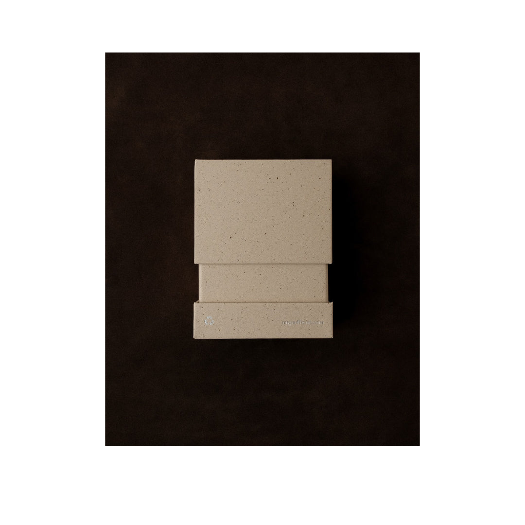 MYJN Cacao Edition box in cocoa-husk paper