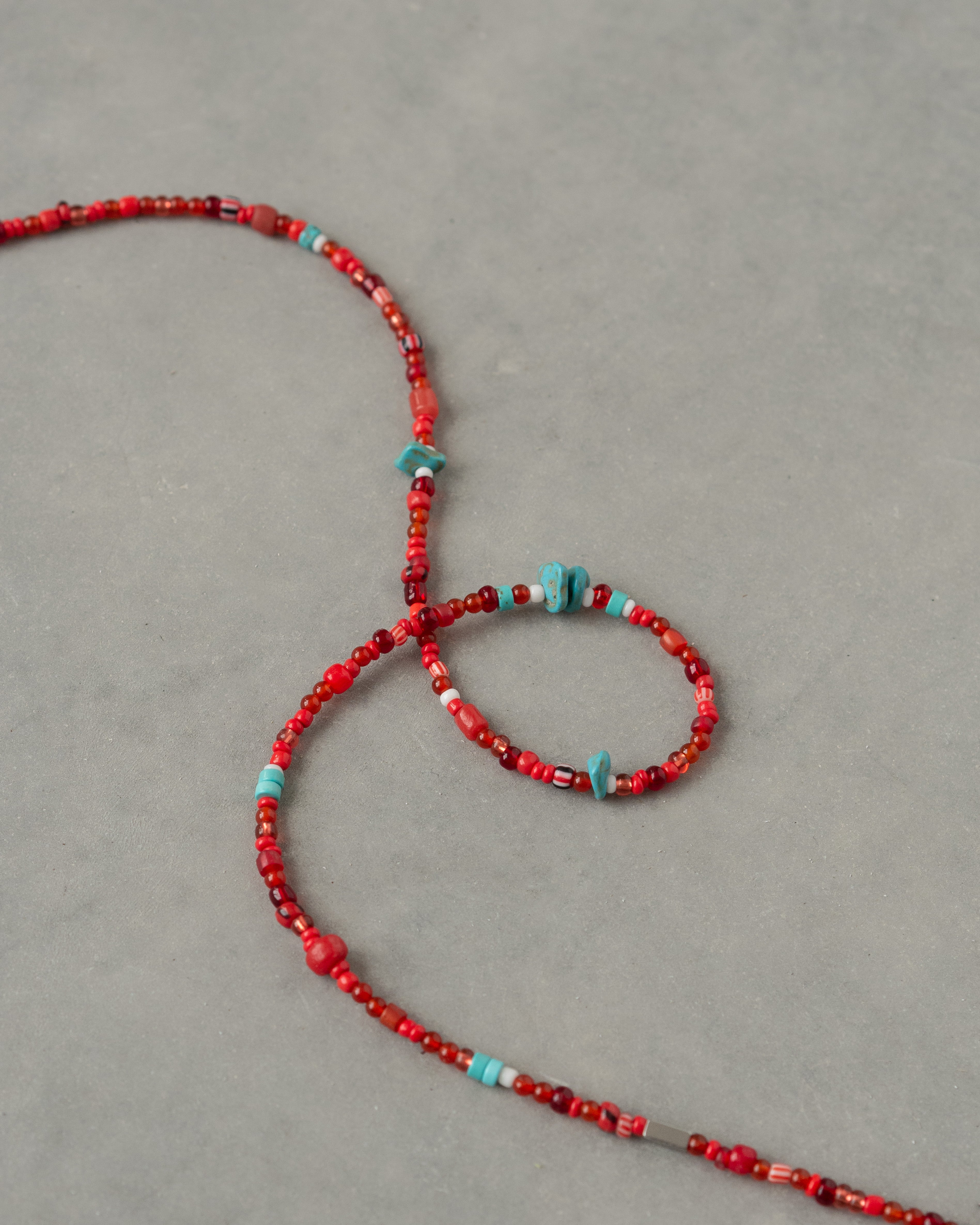 Akané Red Multistone Turquoise Beaded Necklace